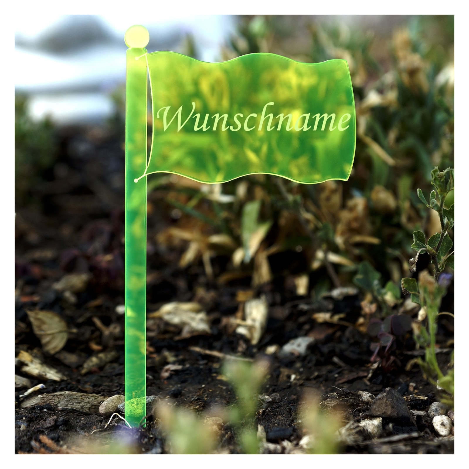 PLEXIGLAS® Pflanzschilder Fahne neongrün transparent