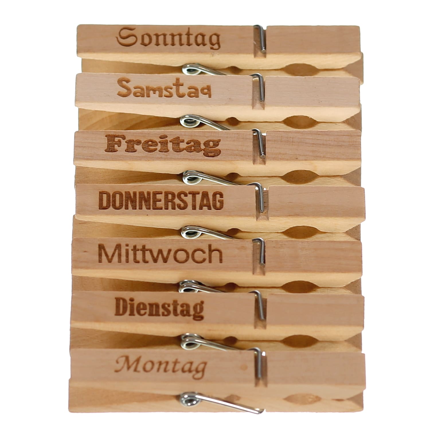 Holzklammern Wäscheklammern mit Wochentagen Deko Memo