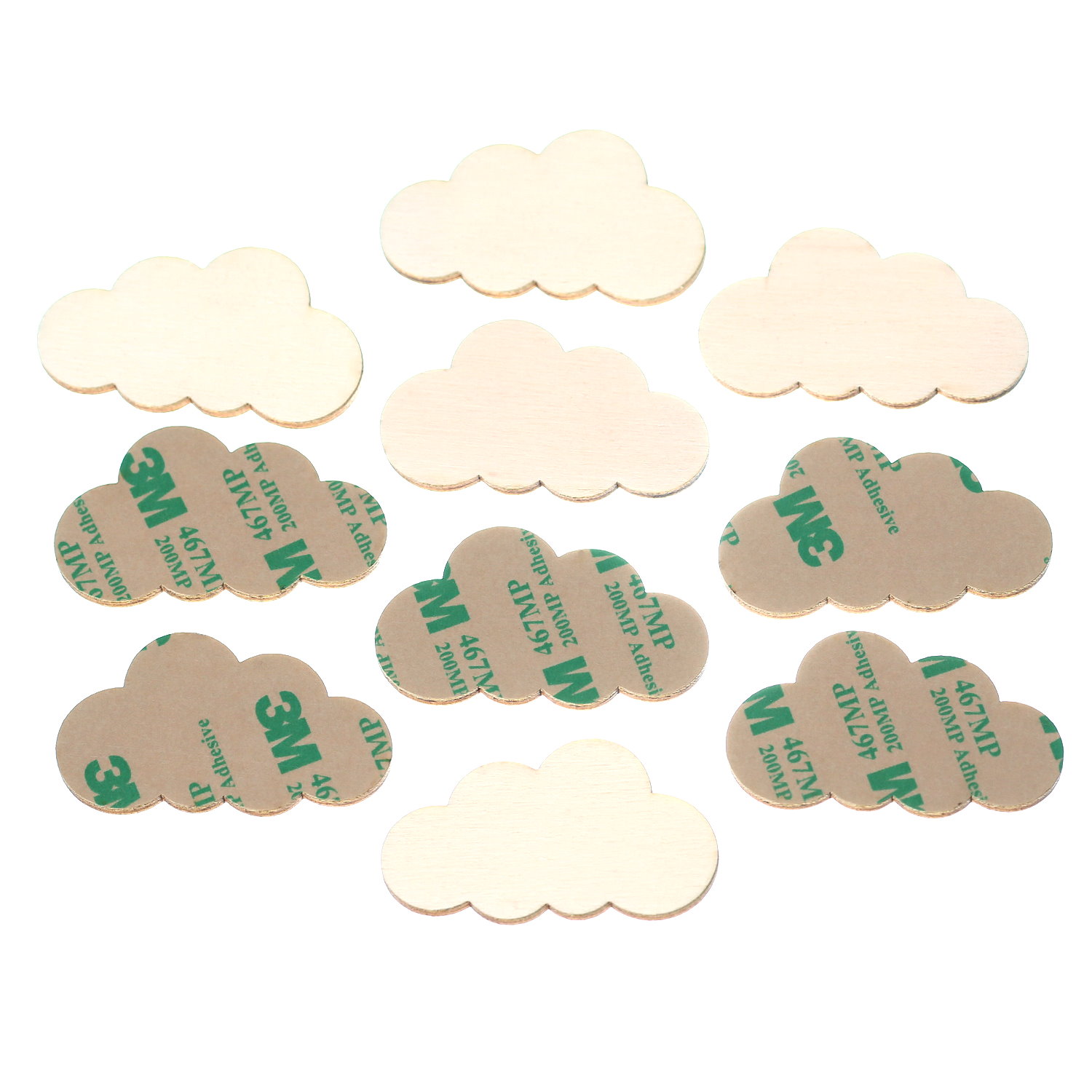 Wolken V1 Holz Zuschnitt 1-10cm selbstklebend