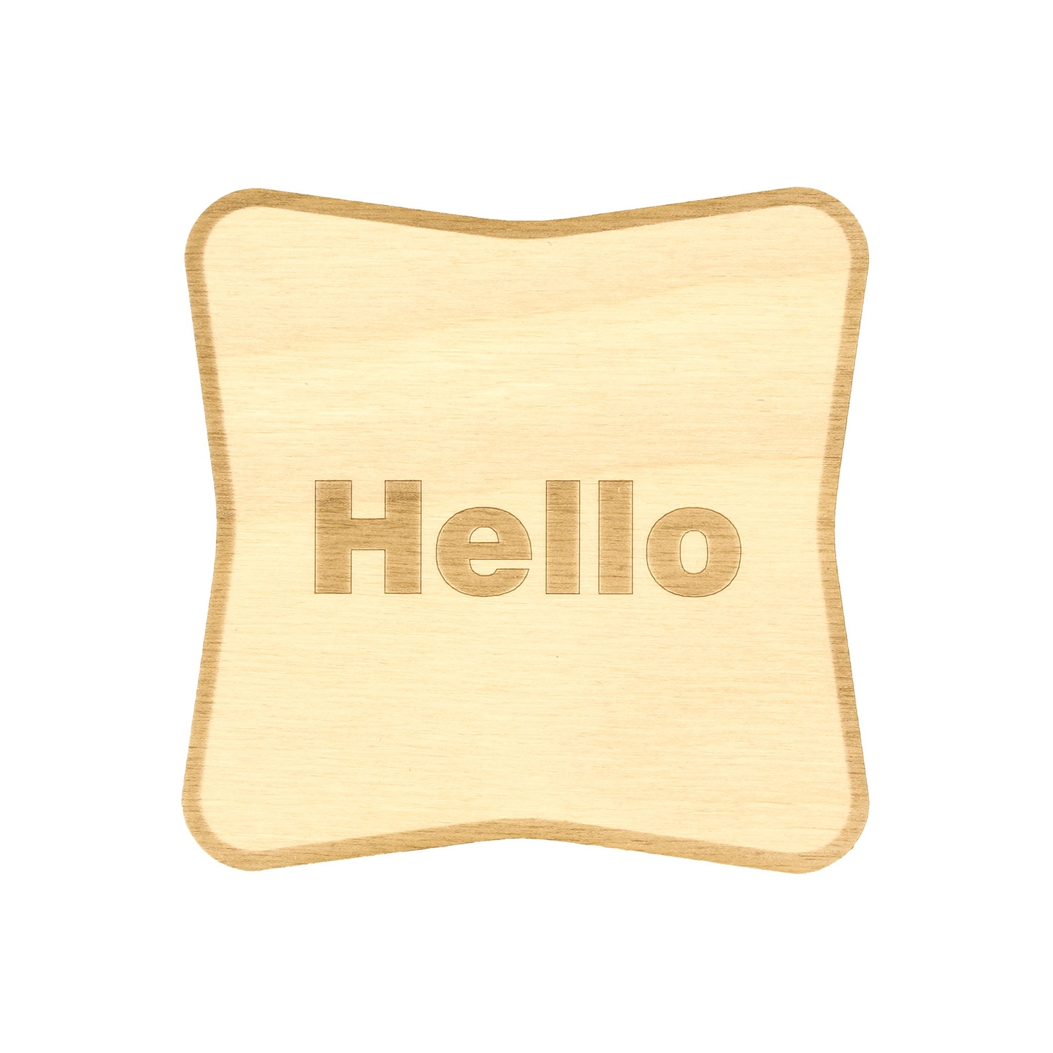 Design Untersetzer Bierdeckel graviert mit Wunschtext aus Holz - Form 2