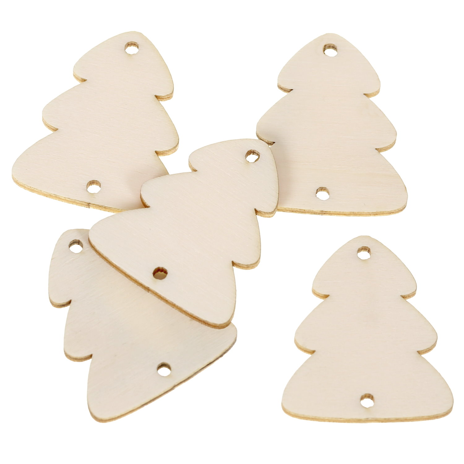 Tannenbaum mit 2 Löchern Holz Zuschnitt 2-10cm