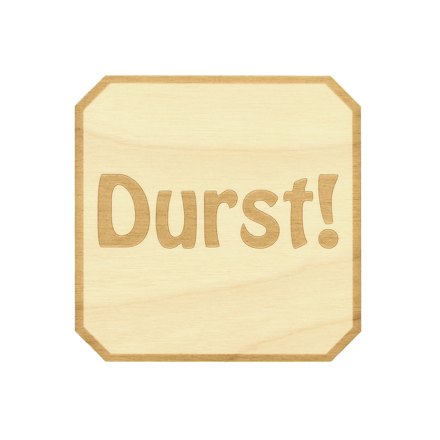 Design Untersetzer Bierdeckel graviert mit Wunschtext aus Holz - Form 3