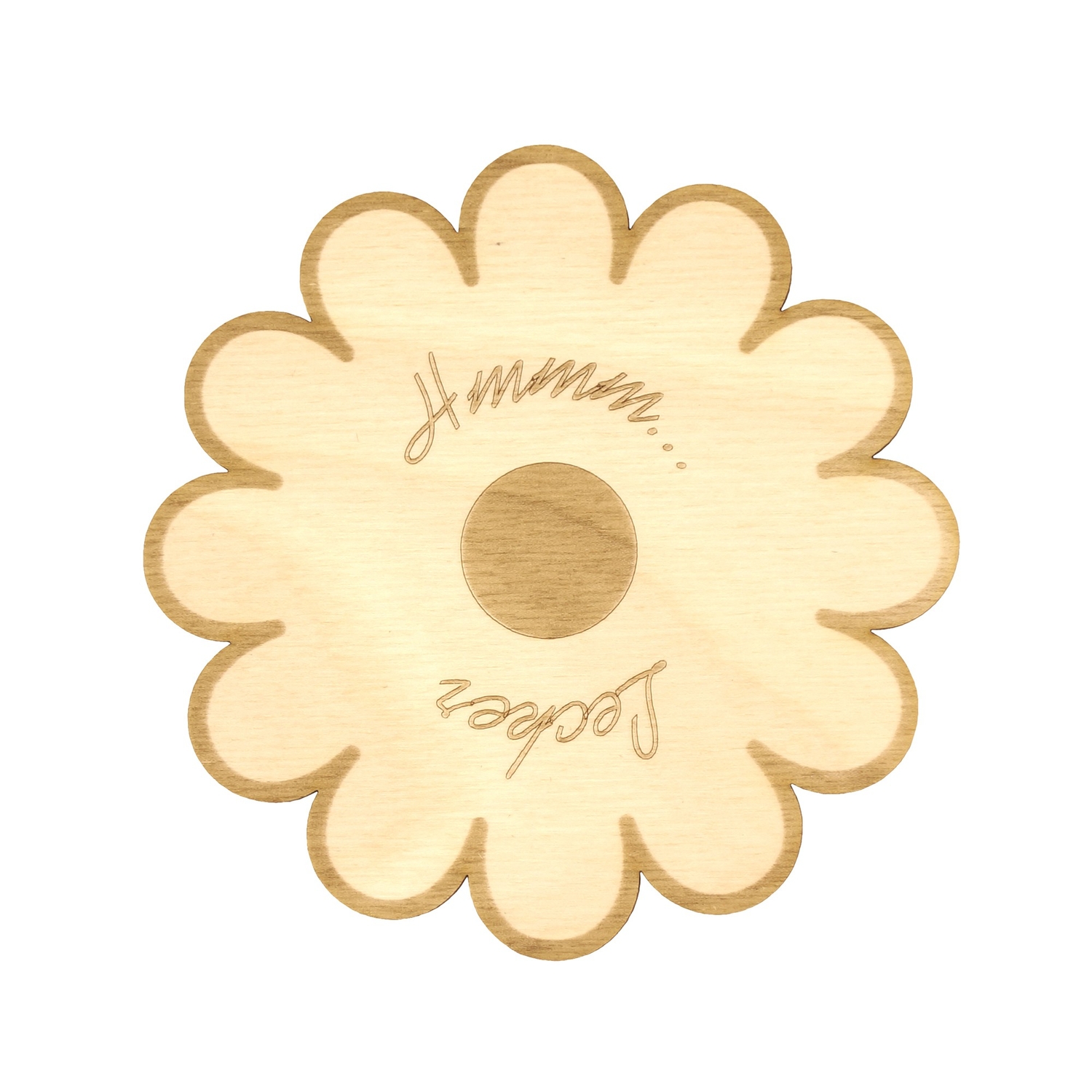 Design Untersetzer Bierdeckel graviert mit Wunschtext aus Holz - Form 5