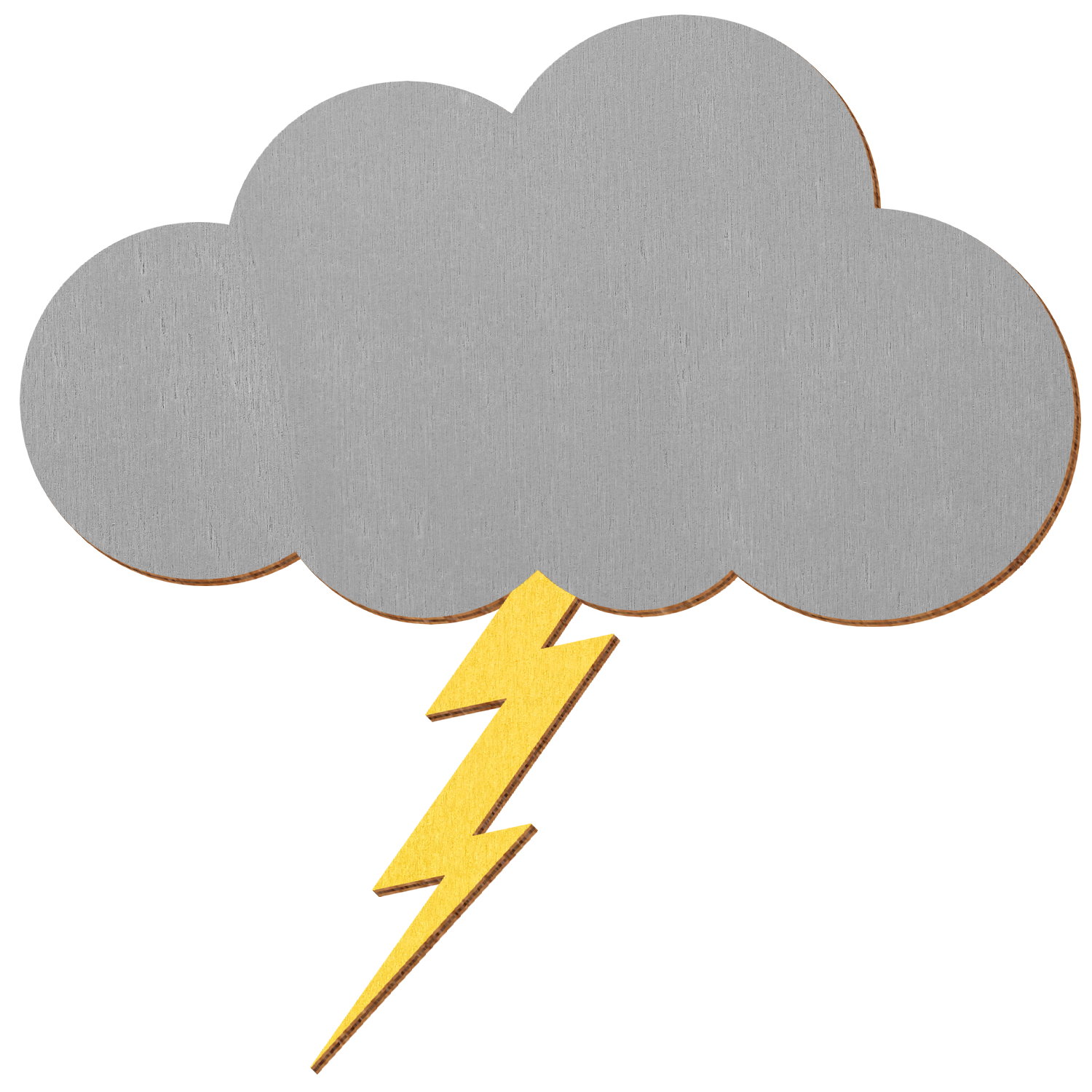 Wolke grau mit gelbem Blitz Holz Zuschnitt 5-50cm