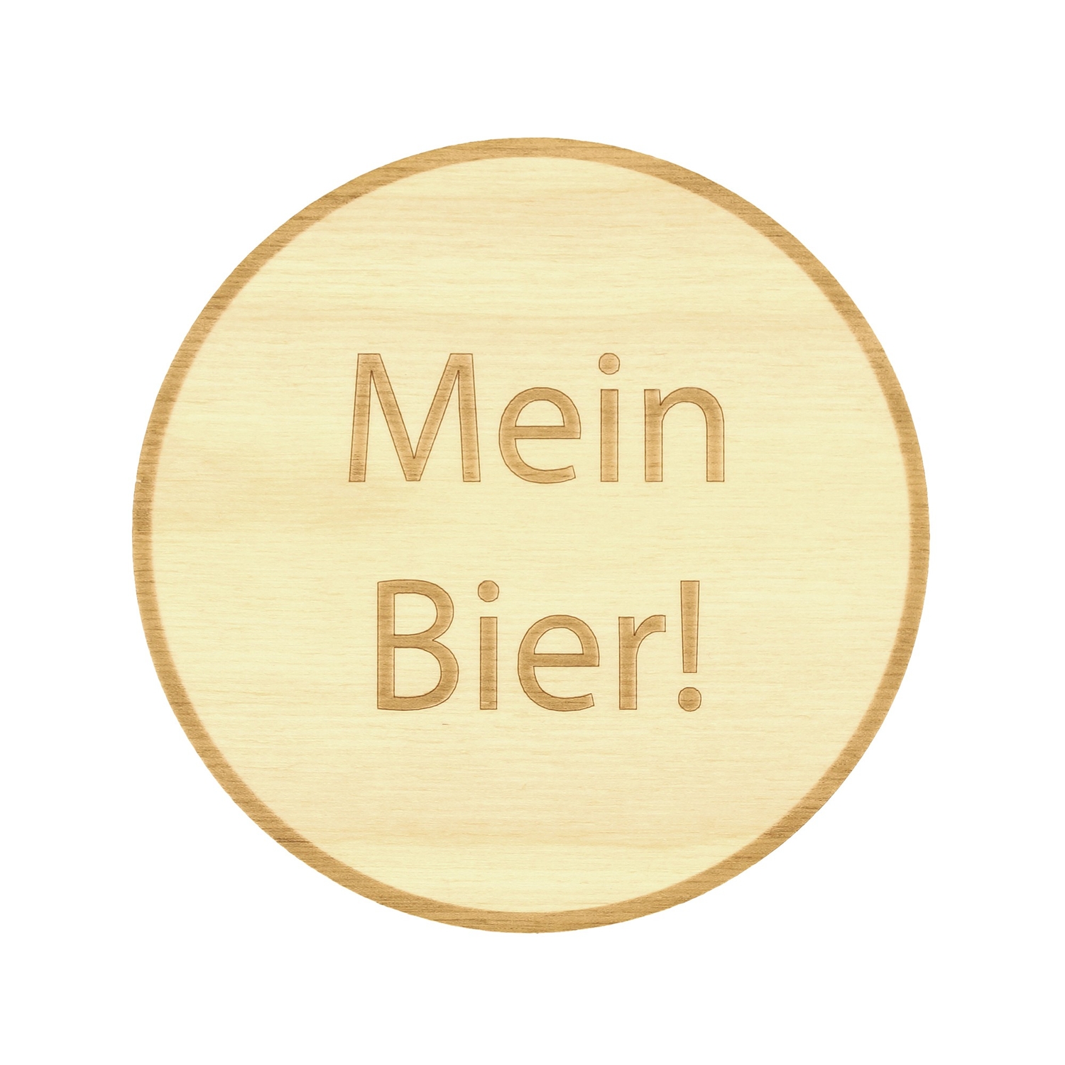 Design Untersetzer Bierdeckel graviert mit Wunschtext aus Holz - Form 7