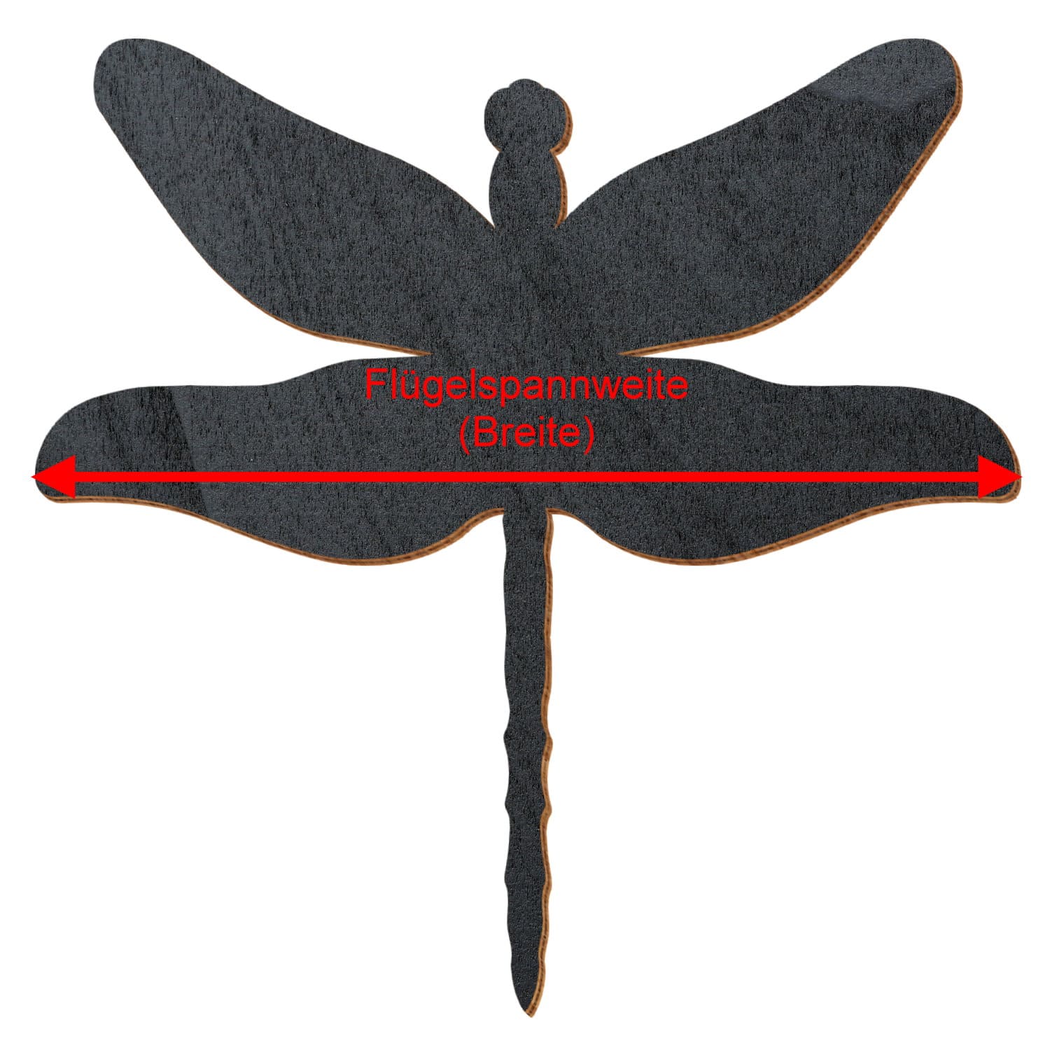 Libelle Schwarz Holz Zuschnitt 3-50cm