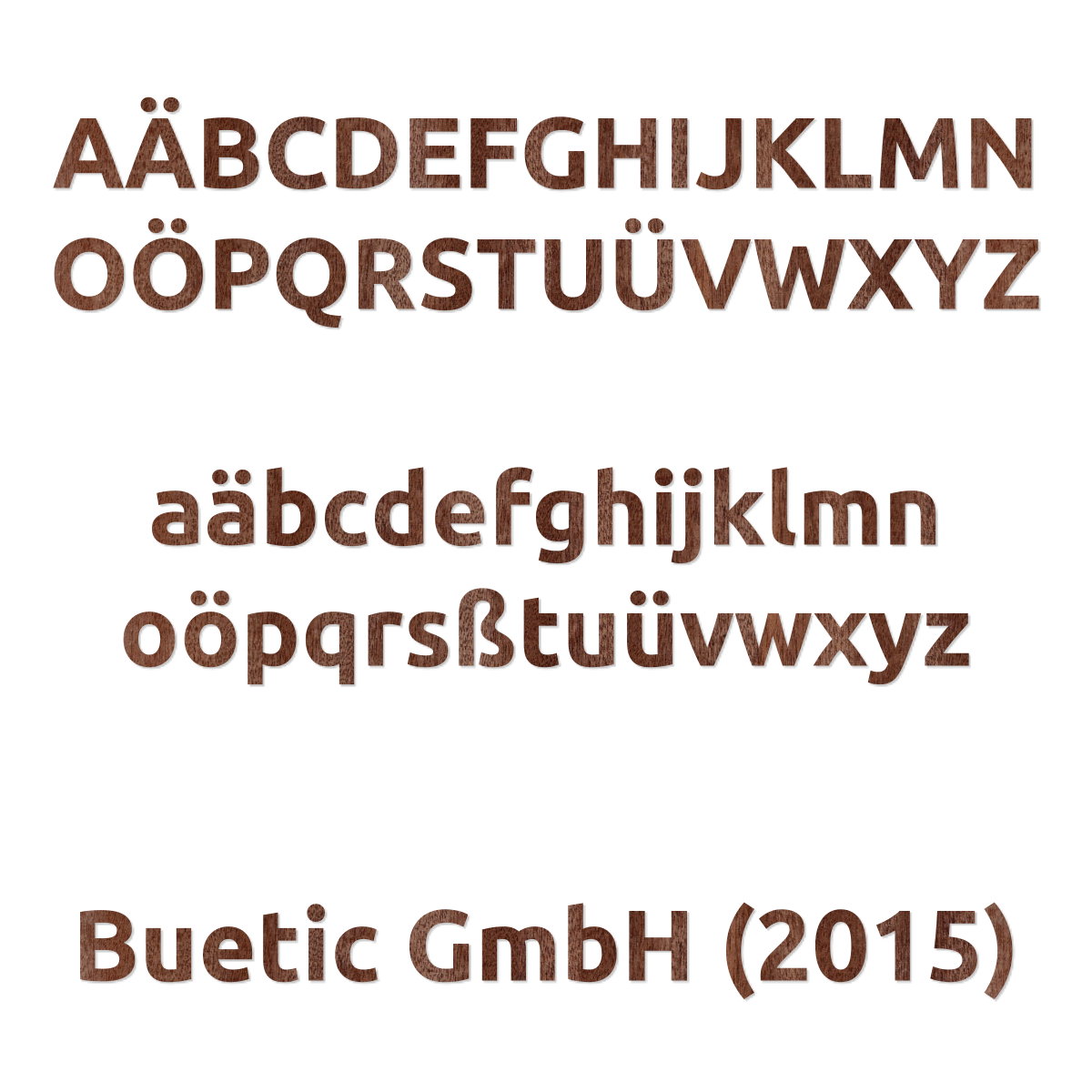 Buchstaben Ubuntu aus dunklem Furnier