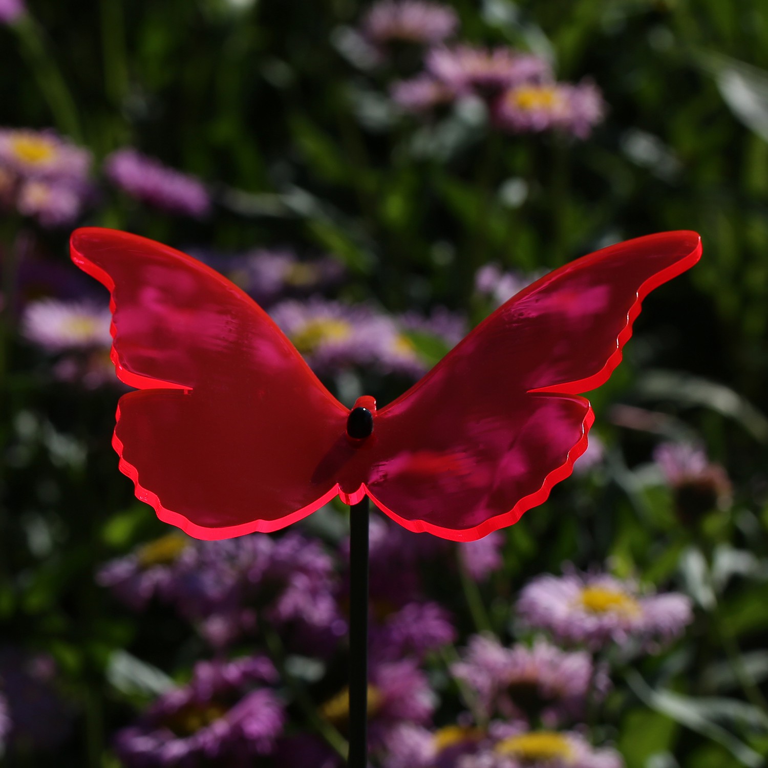 Acrylglas Sonnenfänger Schmetterling 14cm neonrot transparent fluoreszierend - neonrot