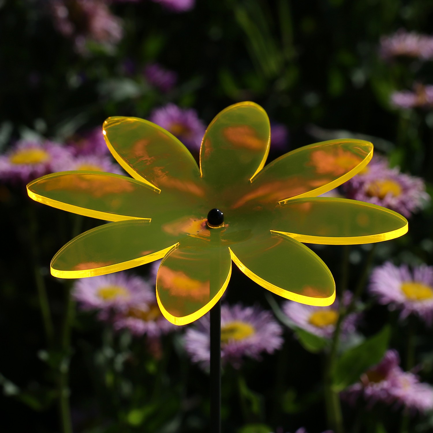 Acrylglas Sonnenfänger Blüte Blume 14cm neonorange transparent fluoreszierend
