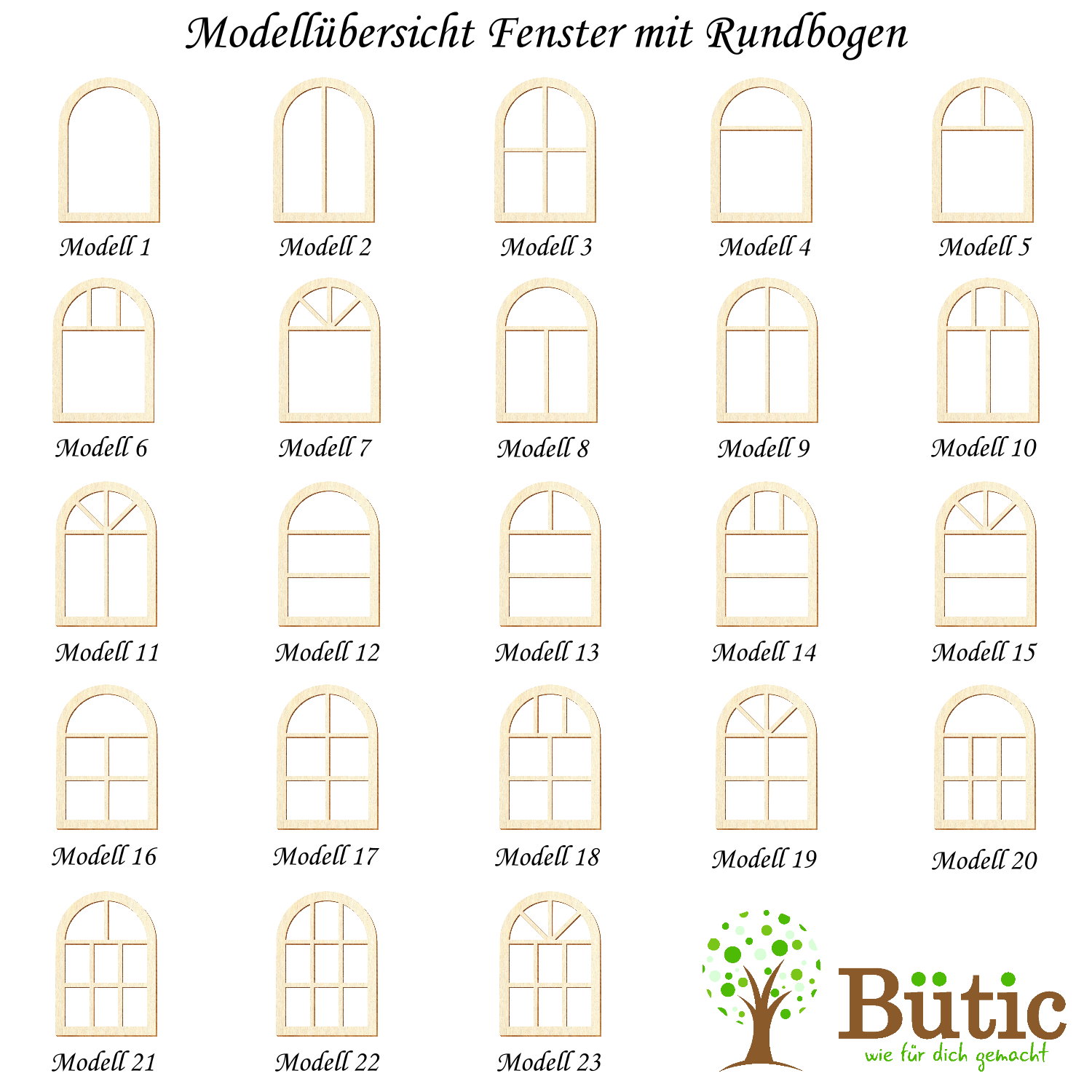 Fenster halbrund Holz Modellbau 3-12cm