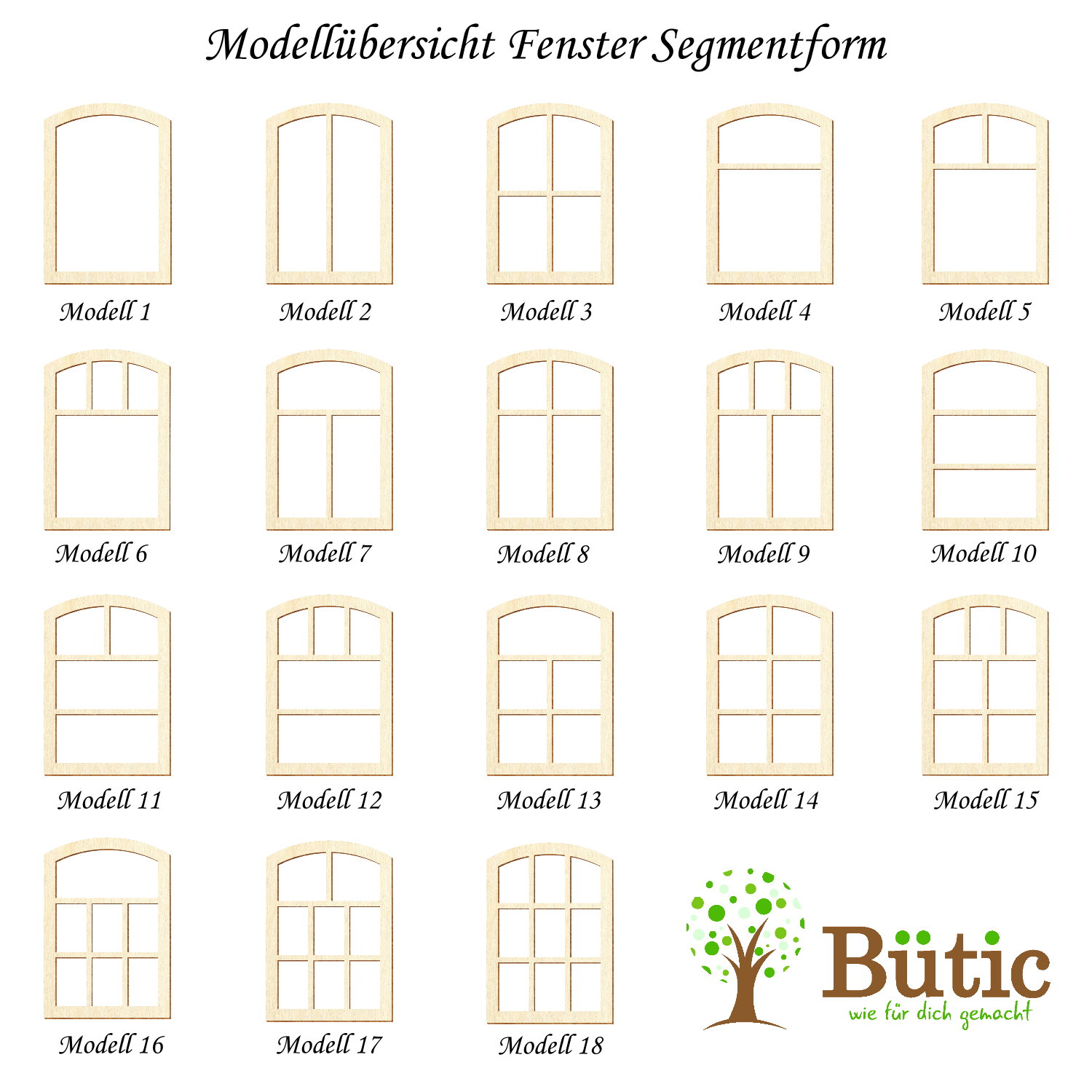 Fenster Segmentform Holz Modellbau 3-15cm