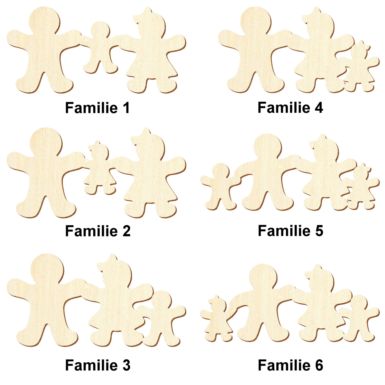 Lebkuchenfamilien Holz Zuschnitt 5-40cm