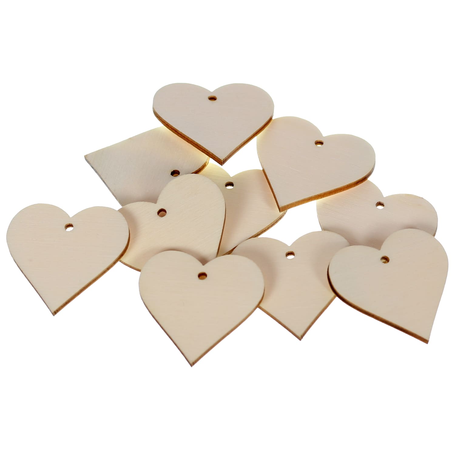 Herzen mit 1 Loch Holz Zuschnitt 1-50cm