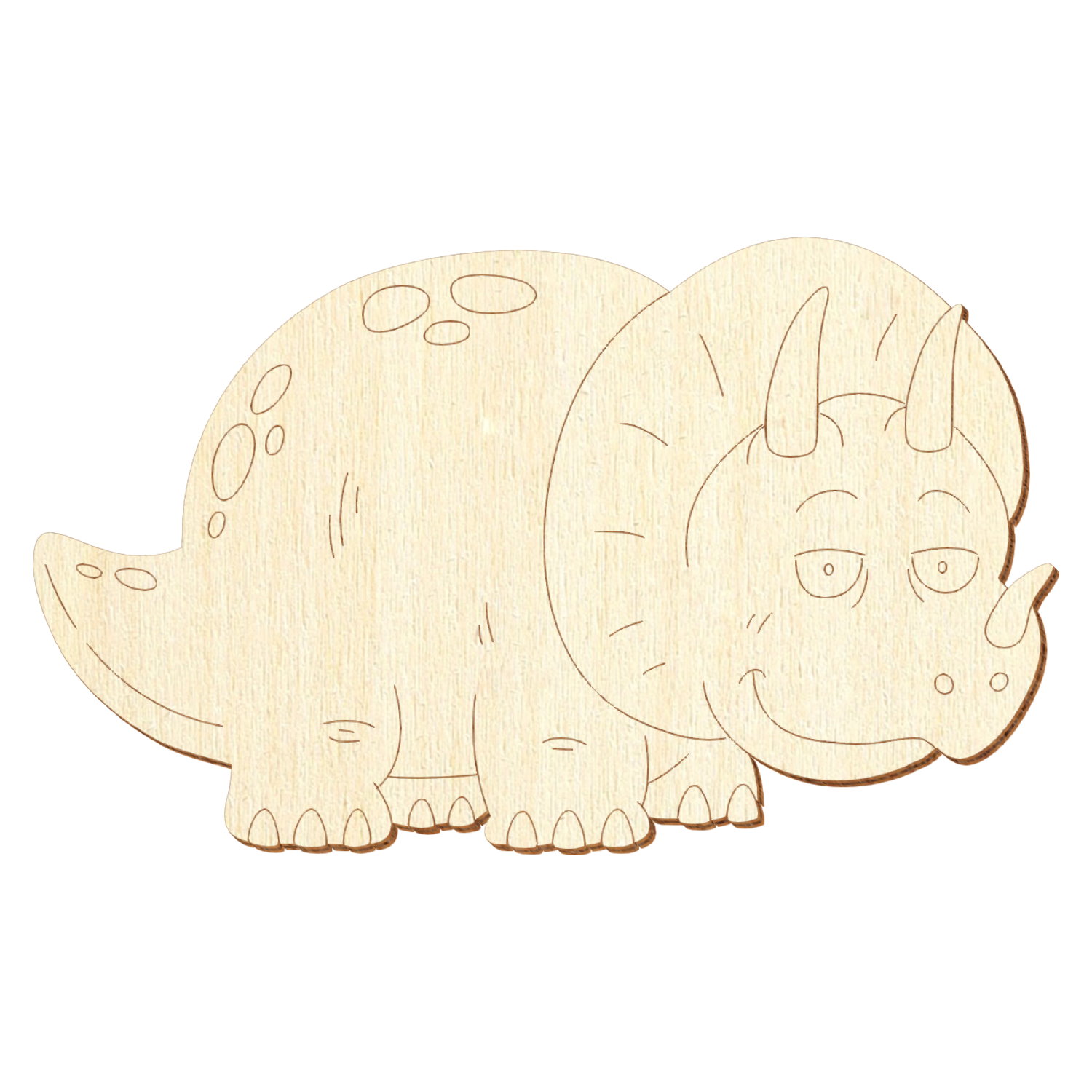 Drolliger Triceratops V1 Holz Zuschnitt 3-50cm