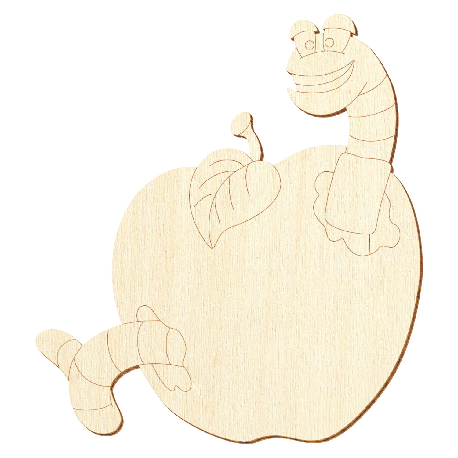 Apfel mit Wurm Holz Zuschnitt 5-50cm