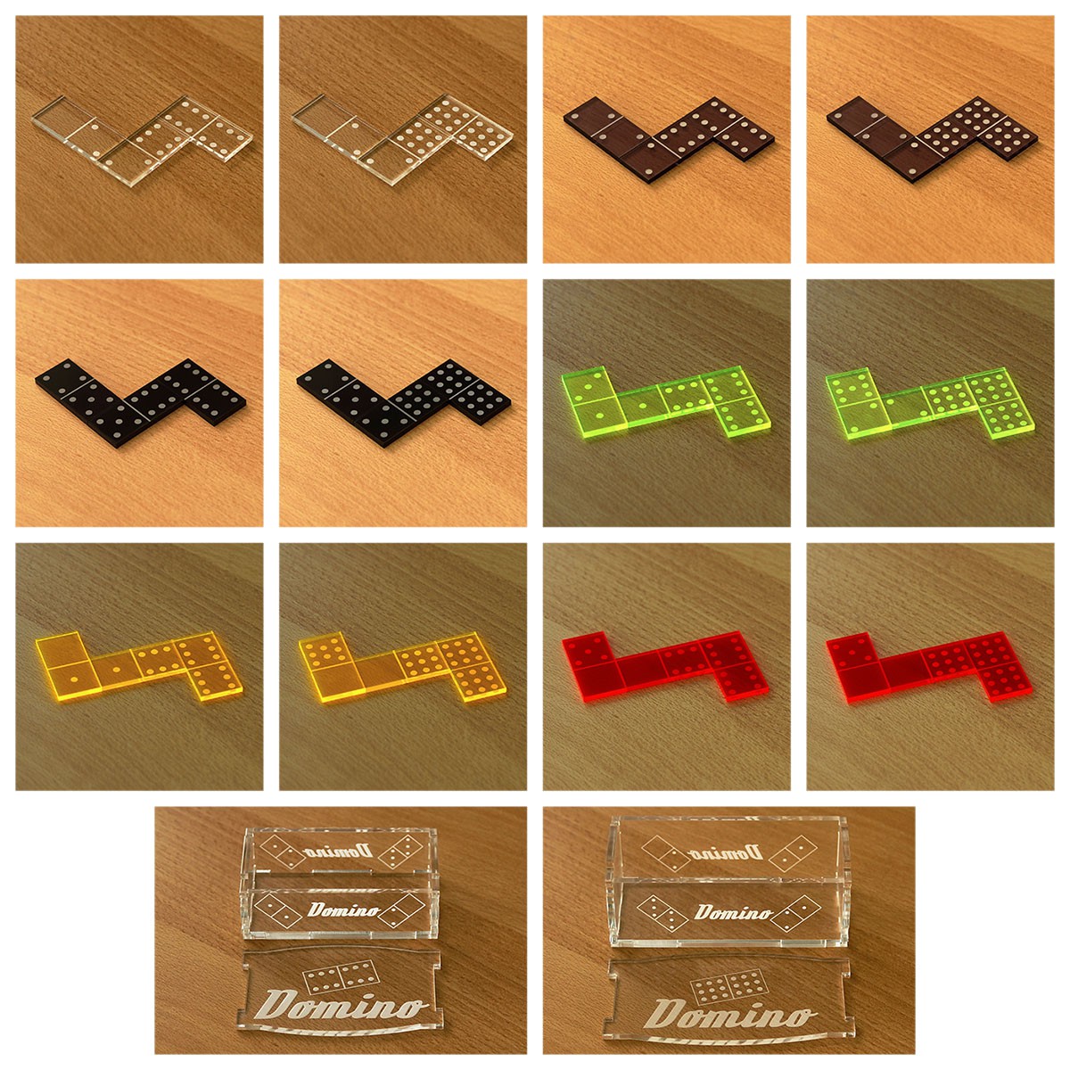 Mini Acrylglas Domino Spielset mit Box