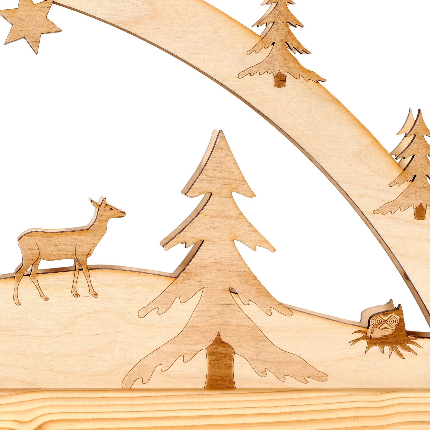 Lichterbogen Blockhütte - Schwibbogen aus Holz mit 10er Lichterkette - Detail3