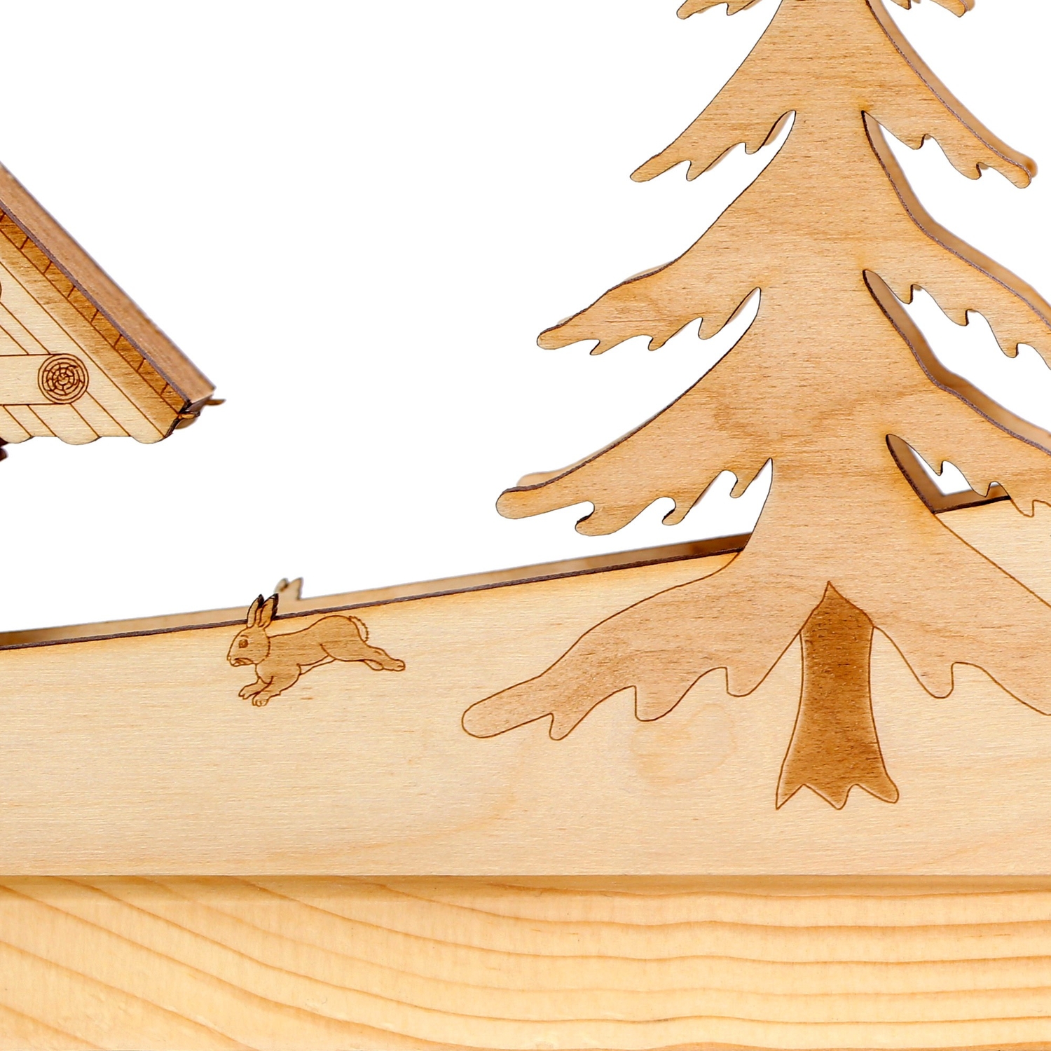 Lichterbogen Blockhütte - Schwibbogen aus Holz mit 10er Lichterkette - Detail4