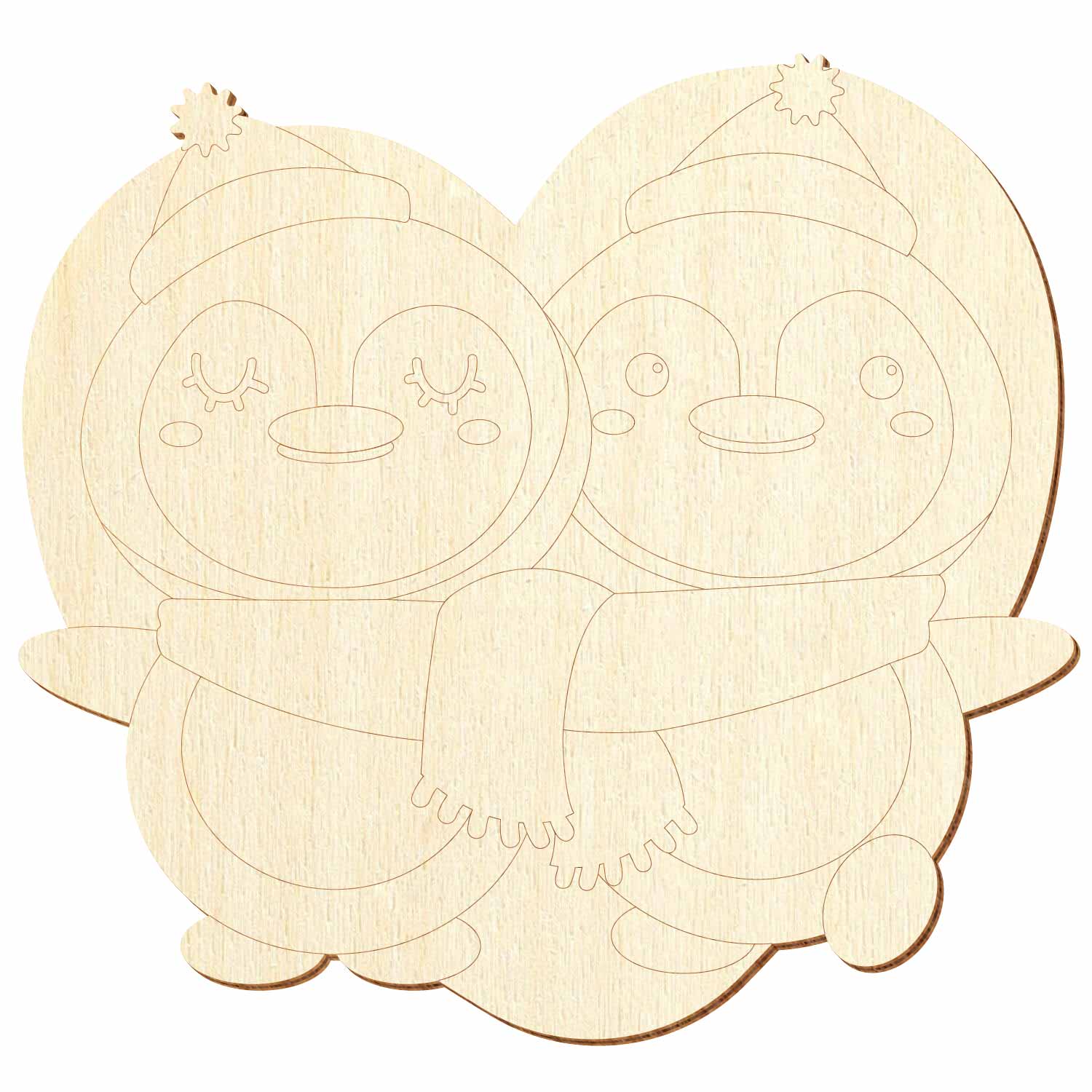 Verliebte Pinguine V2 Holz Zuschnitt 5-50cm
