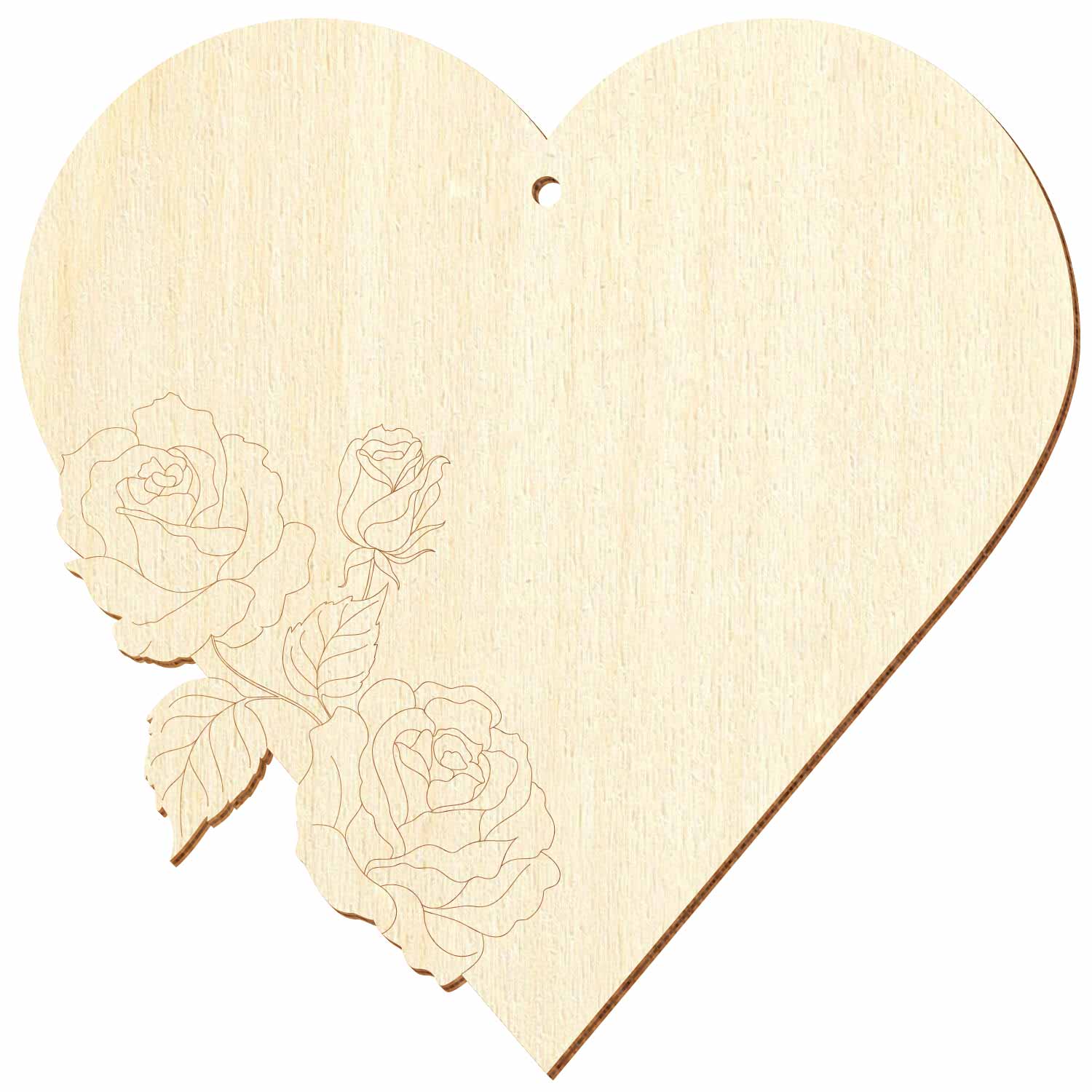 Herz mit Rosen Holz Zuschnitt 5-50cm