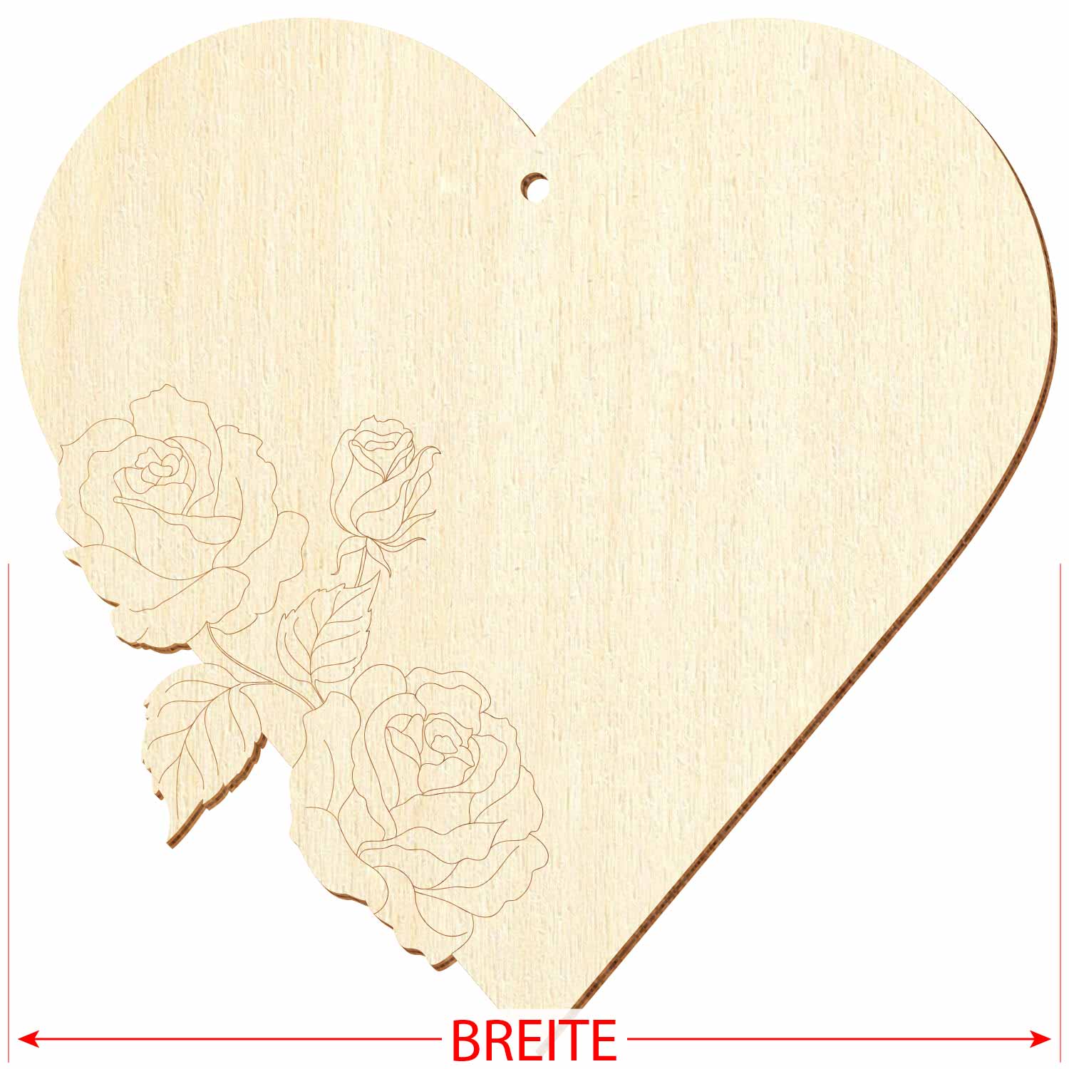 Herz mit Rosenkonturen Großansicht mit Breitenangabe