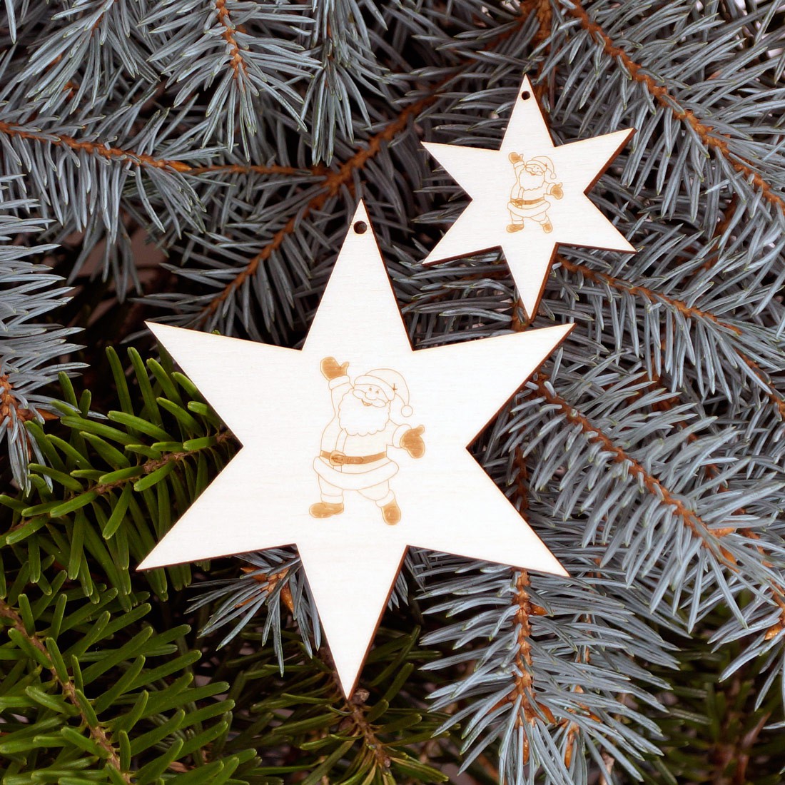 Baumschmuck 2er Sets 6 armige Motiv-Sterne
