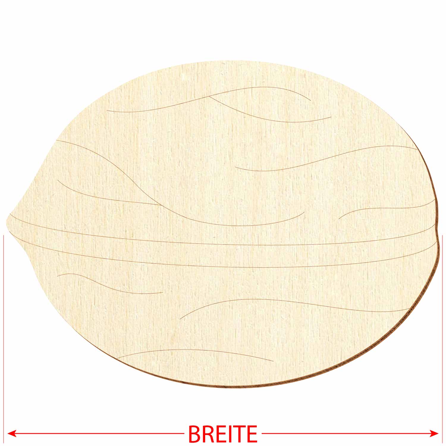 Walnuss aus Holz Großansicht mit Maßangabe