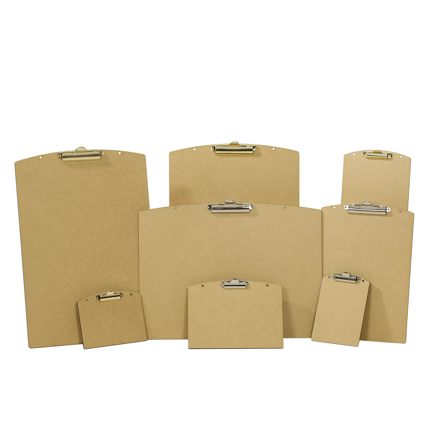 Bütic MDF-Holz-Klemmbrett Segmentform mit Aufhängeösen-A3-A4-A5-A6 Gruppenbild