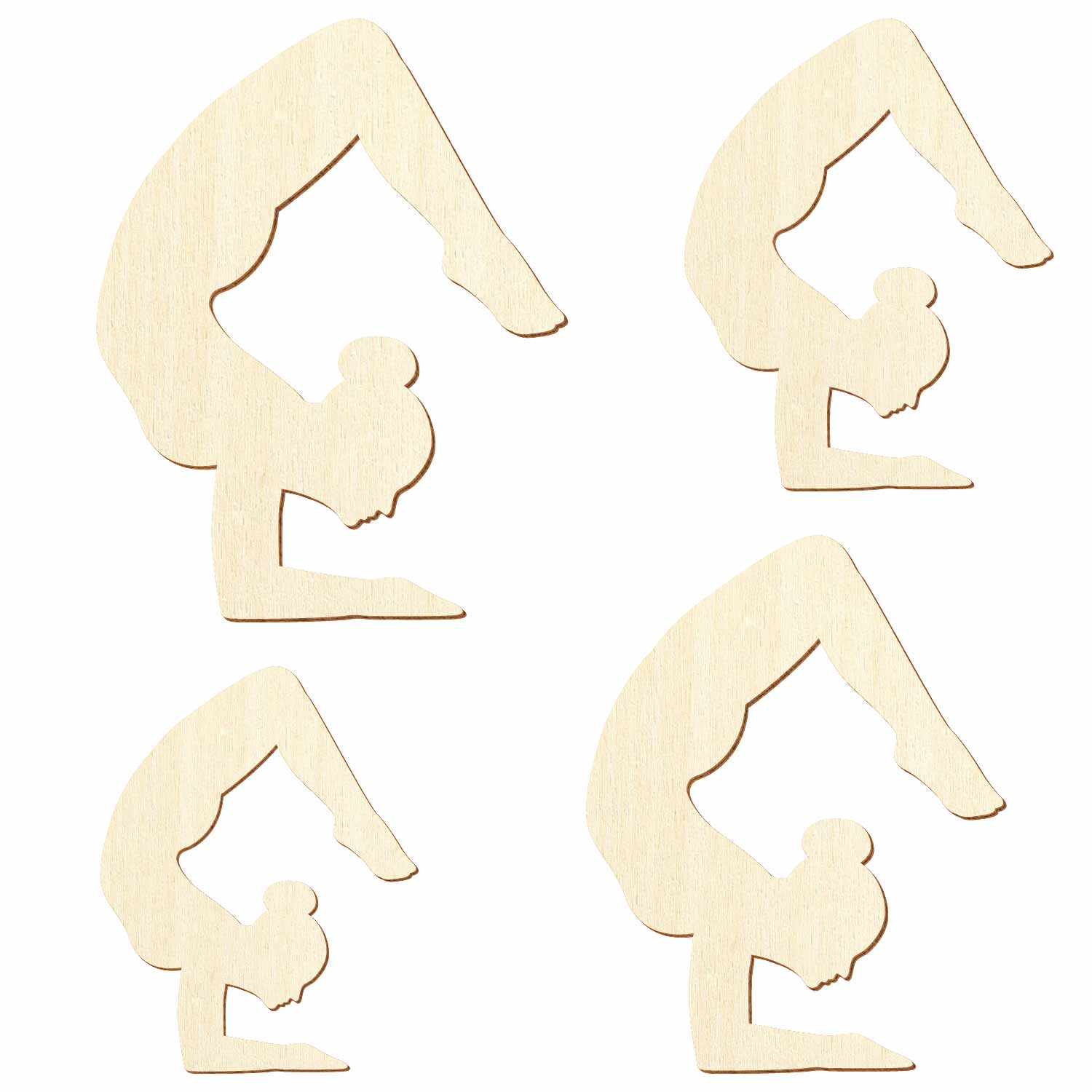 Holzsilhouetten Yogaposition Skorpion - Vrishikasana - vier verschiedene Größen