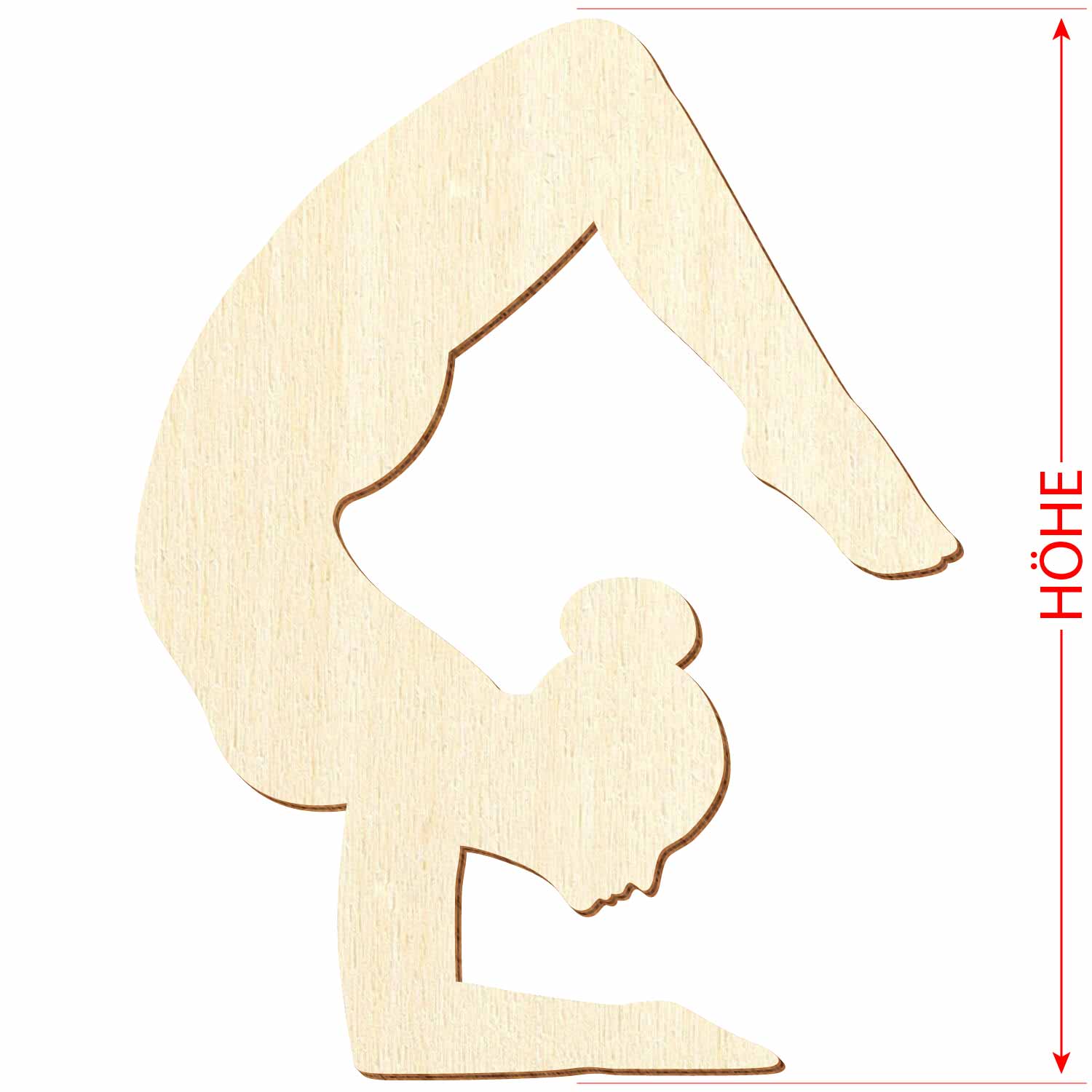 Holzsilhouette Yogaposition Skorpion - Vrishikasana - einzeln - mit Höhenmaß