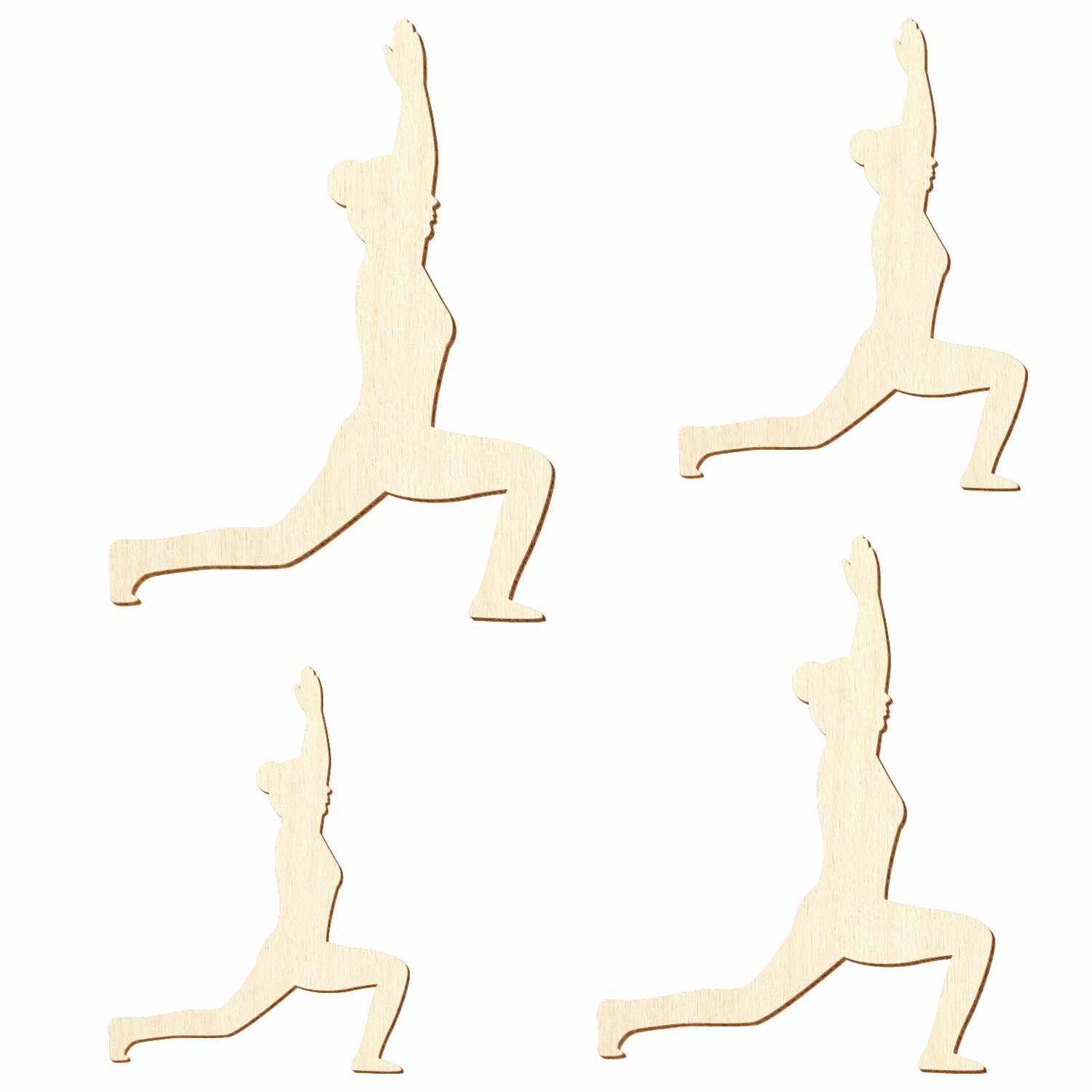 Holzsilhouetten Yogaposition hoher Halbmond - Alanasana - vier verschiedene Größen