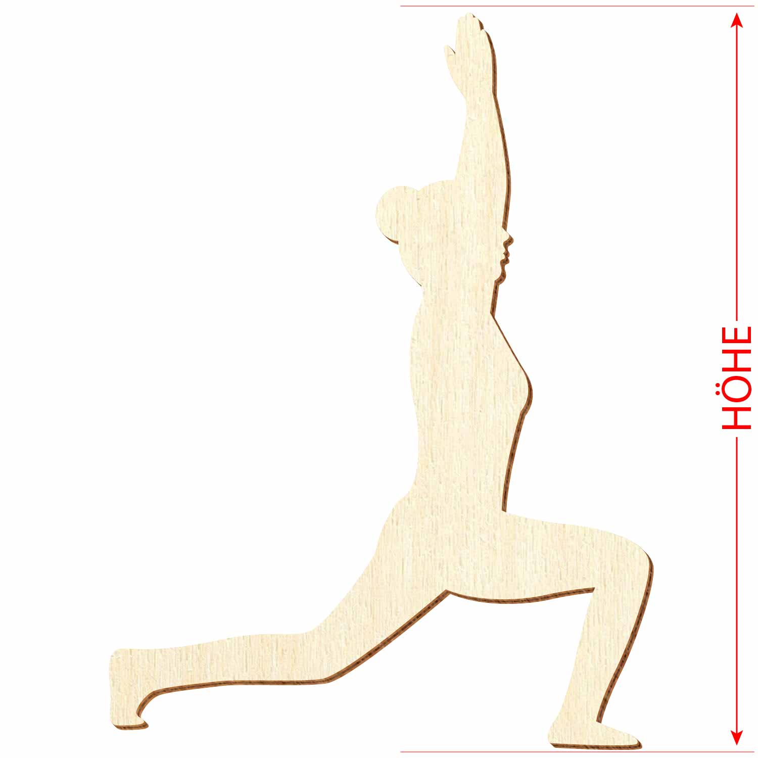 Holzsilhouette Yogaposition hoher Halbmond - Alanasana - einzeln - mit Höhenmaß