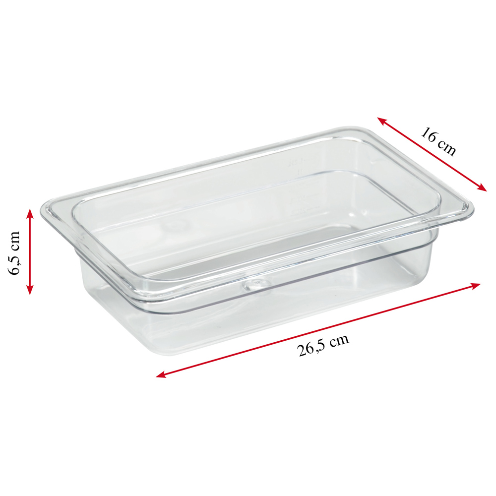 transparente Kunststoffschale mit Maßangaben