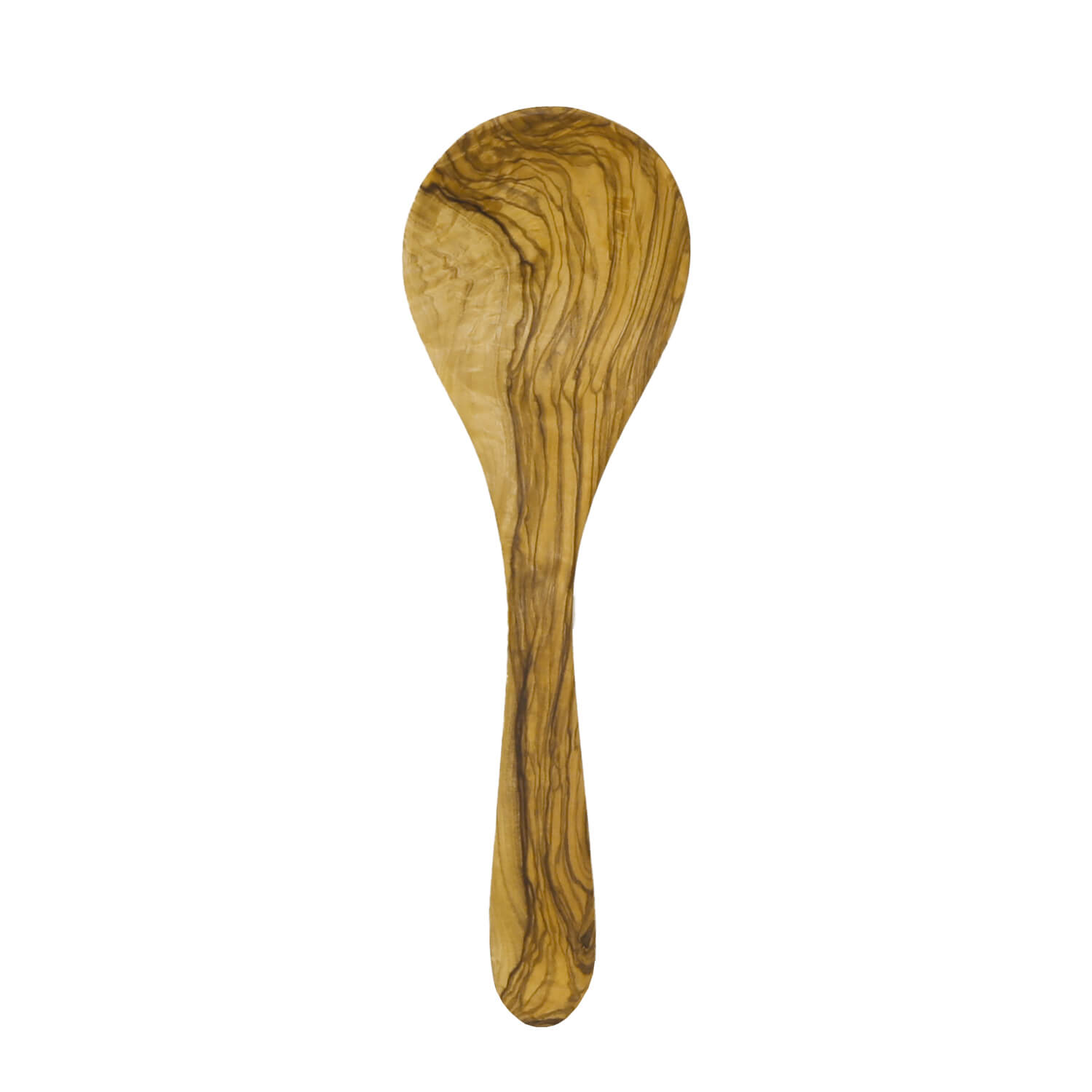 Frontalansicht Gemüselöffel aus Olivenholz 26cm Länge
