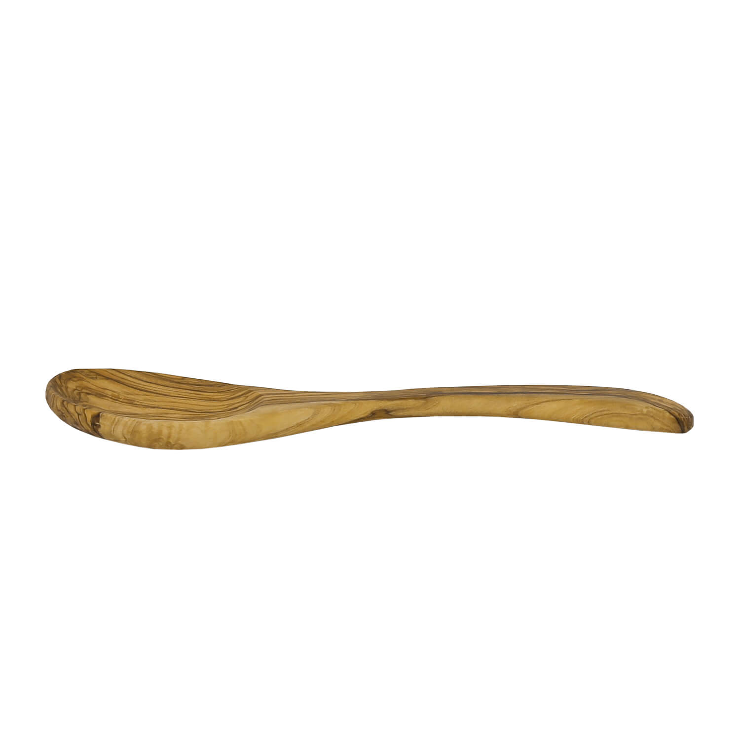 Seitenansicht Gemüselöffel aus Olivenholz 26cm Länge