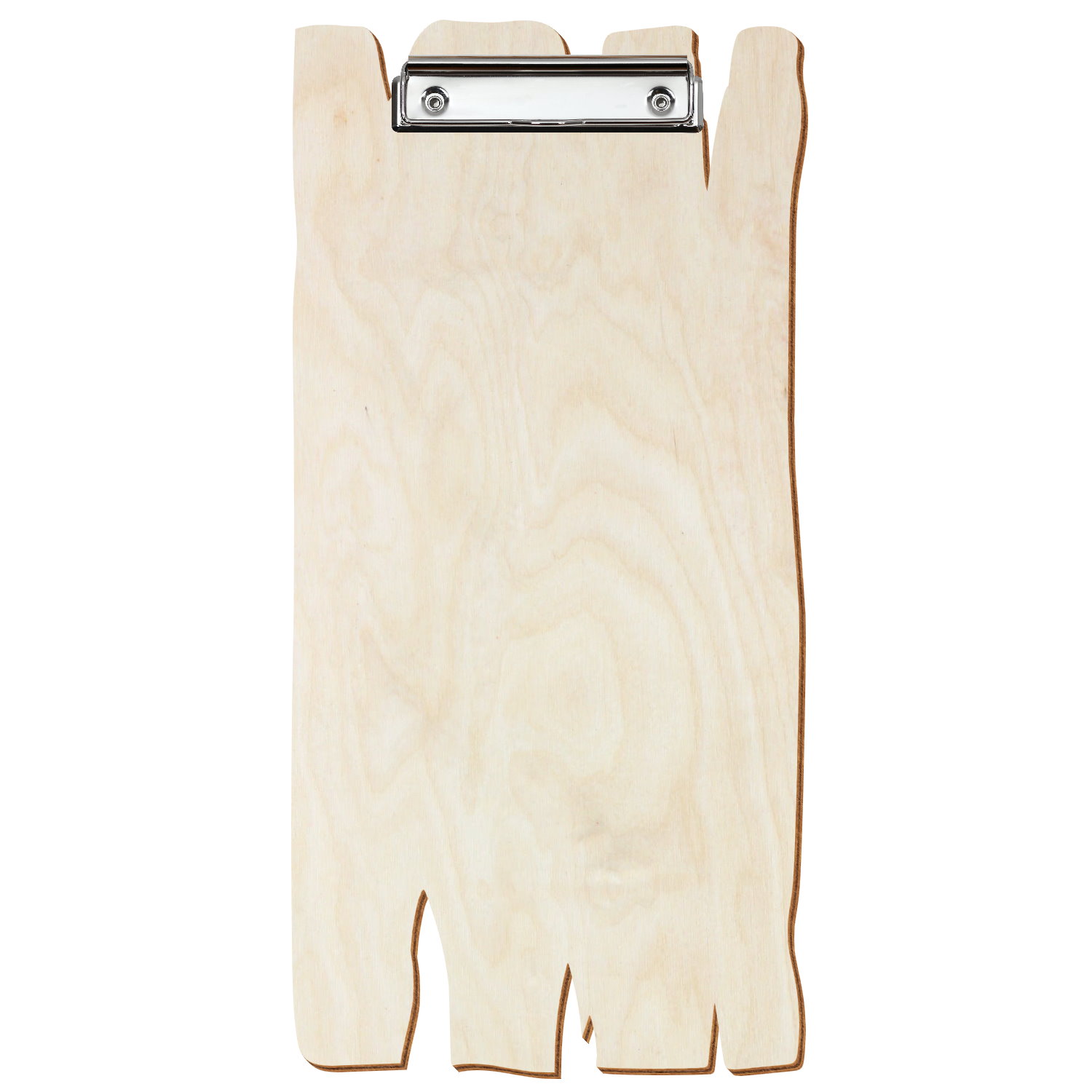 Klemmbrett Holzbrettform im Barformat Birke natur Bügelklemme silber