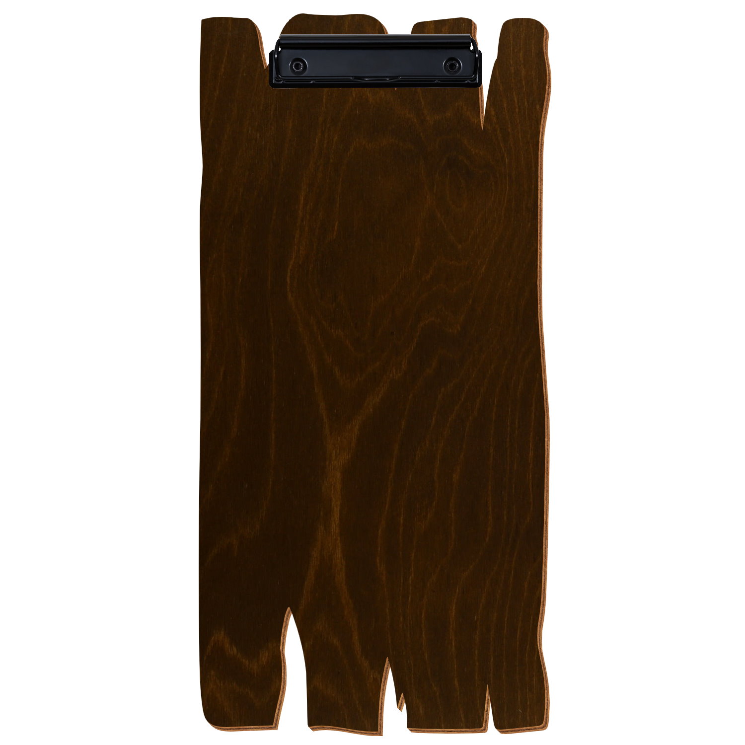 Klemmbrett Holzbrettform im Barformat Eiche dunkel Bügelklemme schwarz