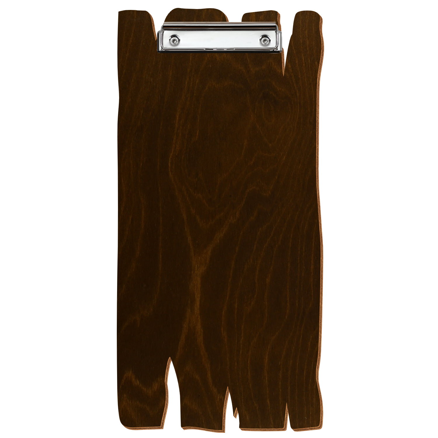 Klemmbrett Holzbrettform im Barformat Eiche dunkel Bügelklemme silber