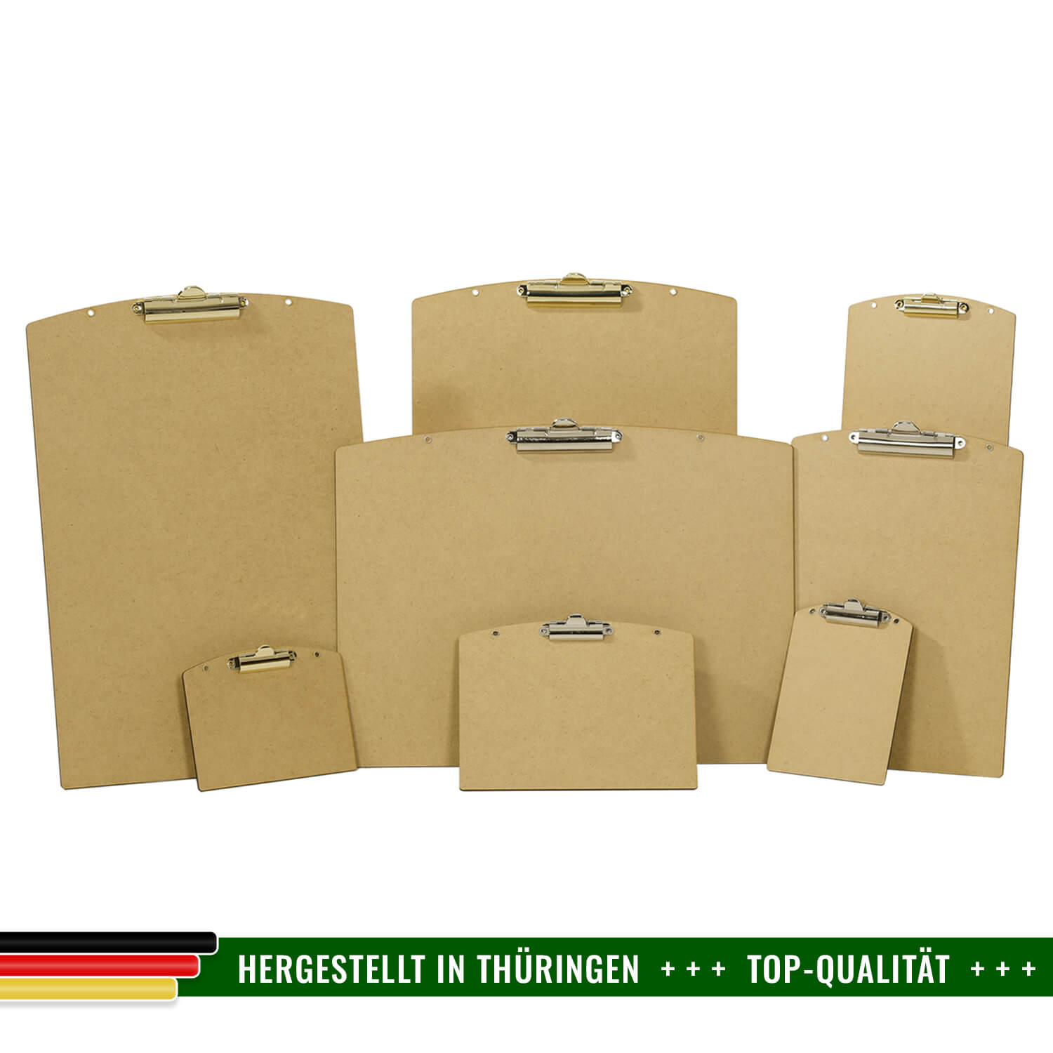 Bütic MDF-Holz-Klemmbrett Segmentform mit Aufhängeösen-A3-A4-A5-A6 Gruppenbild