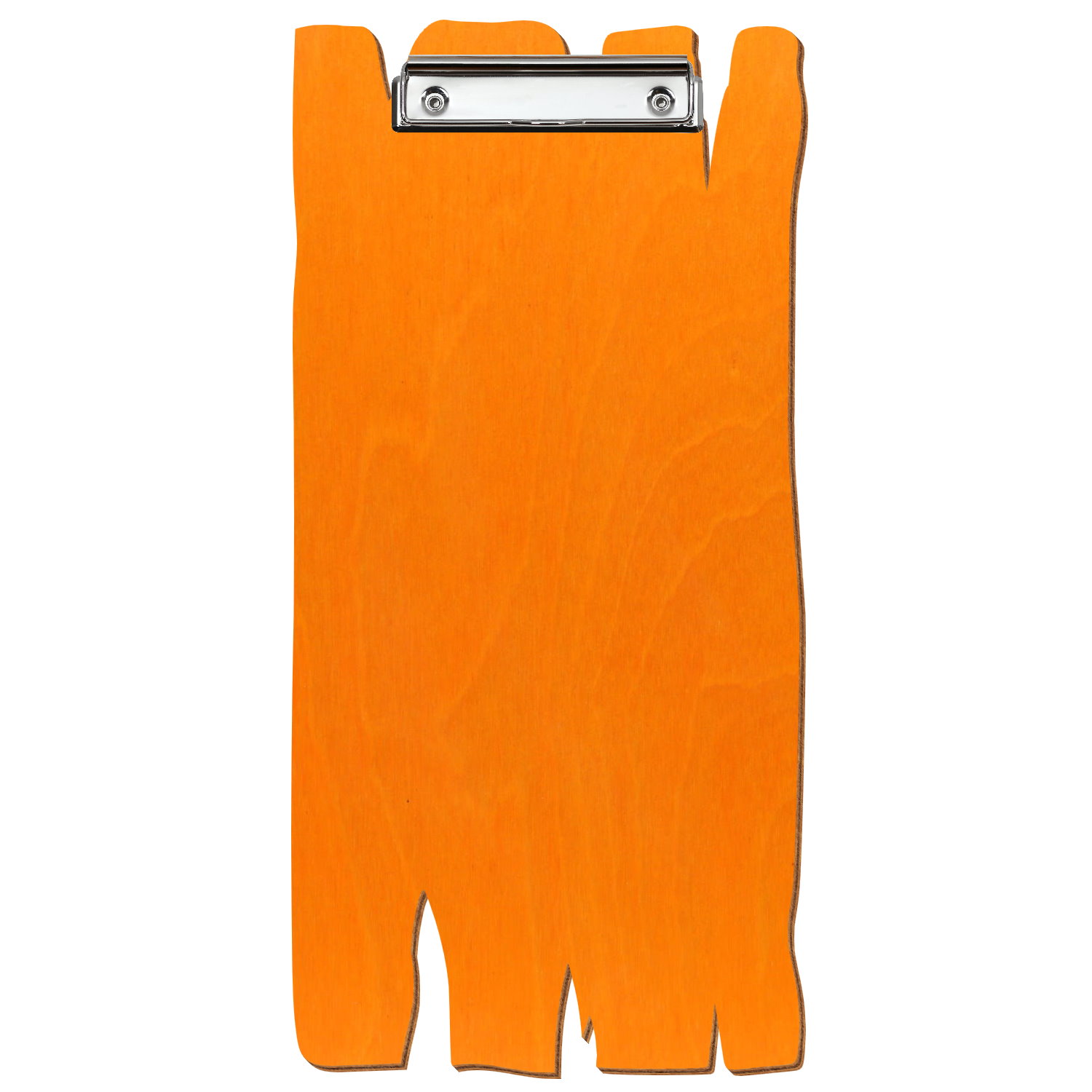 Klemmbrett Holzbrettform im Barformat Orange Bügelklemme silber