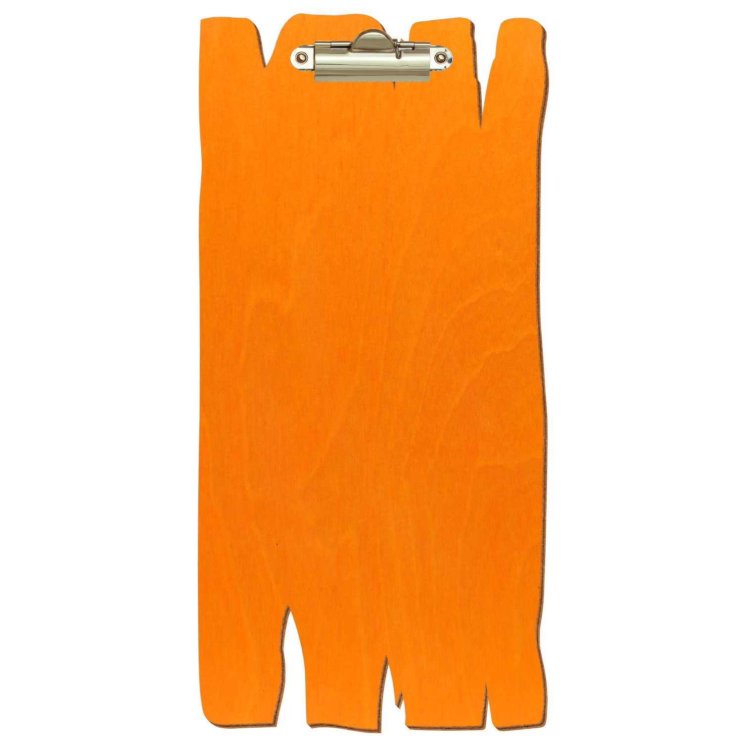 Klemmbrett Holzbrettform im Barformat Orange Zahnklemme gold