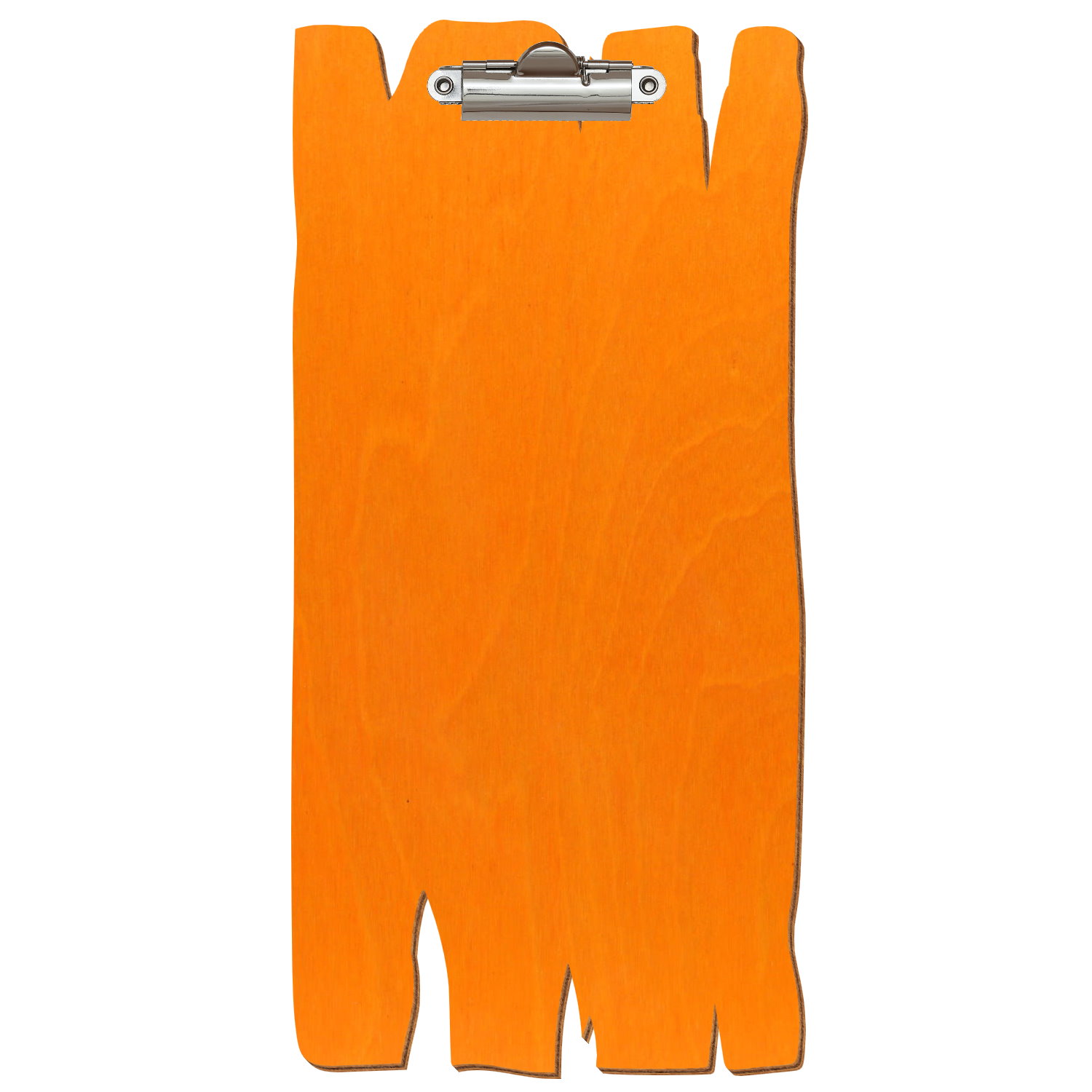Klemmbrett Holzbrettform im Barformat Orange Zahnklemme silber