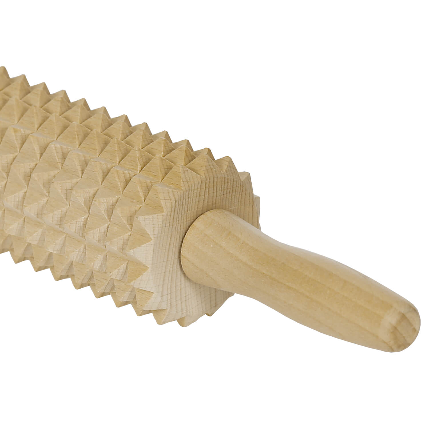 Bütic Wellholz geriffelt, Gesamtlänge 46cm, Detailansicht Griff