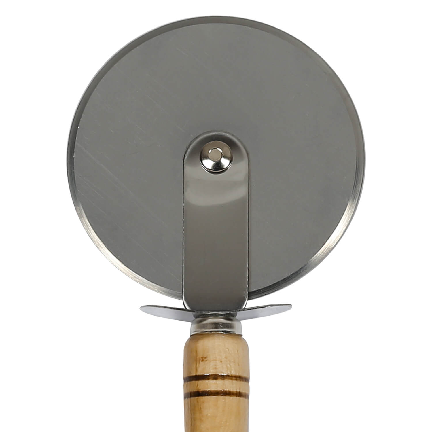 Bütic Pizzaschneider mit Holzgriff Detailansicht Metallrad