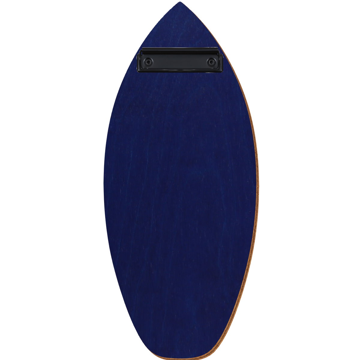 Holz Klemmbrett in Surfbrettform für Barformat 110 x 300 mm, Blau, Birkensperrholz, Bügelklemme schwarz