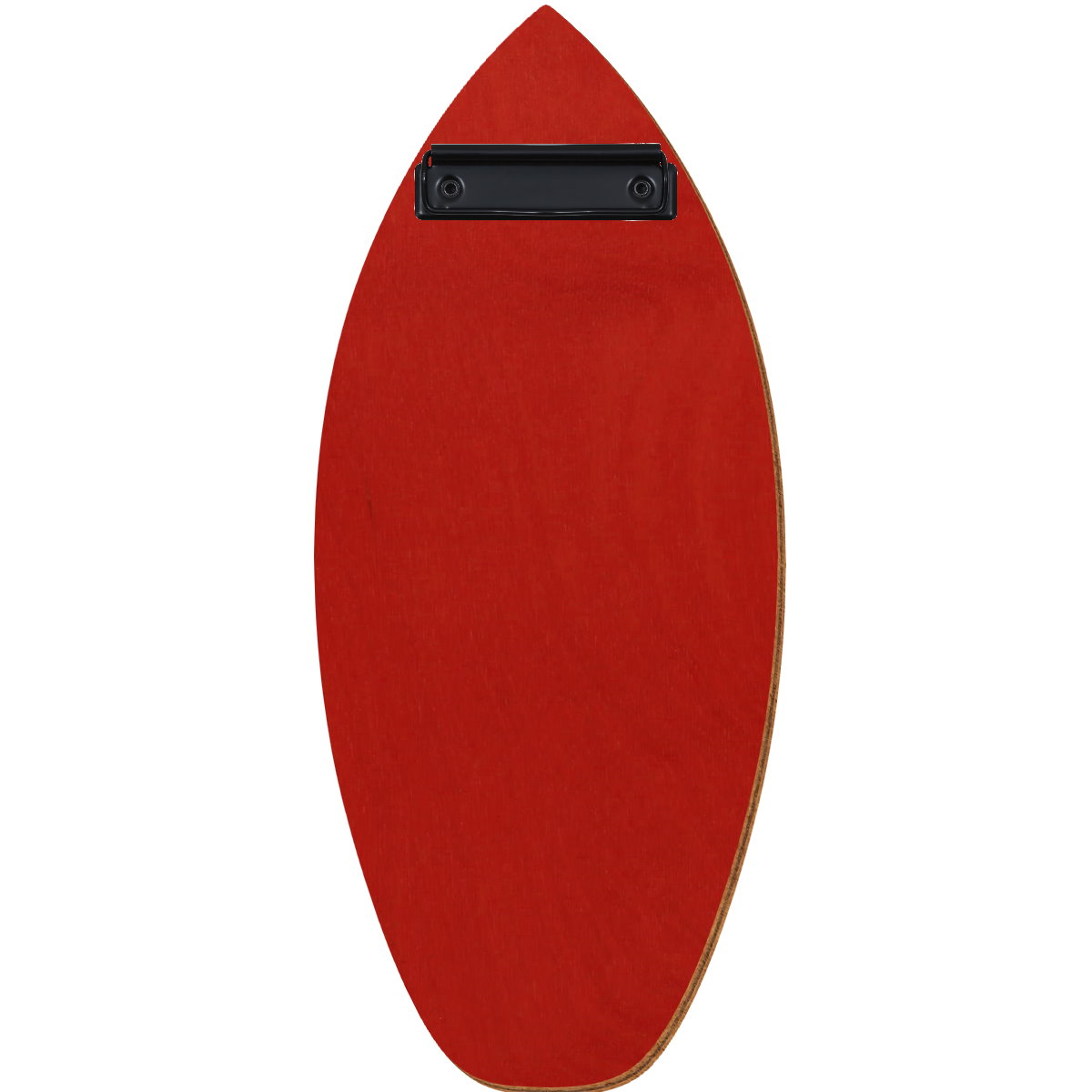 Holz Klemmbrett in Surfbrettform für Barformat 110 x 300 mm, Rot, Birkensperrholz, Bügelklemme schwarz