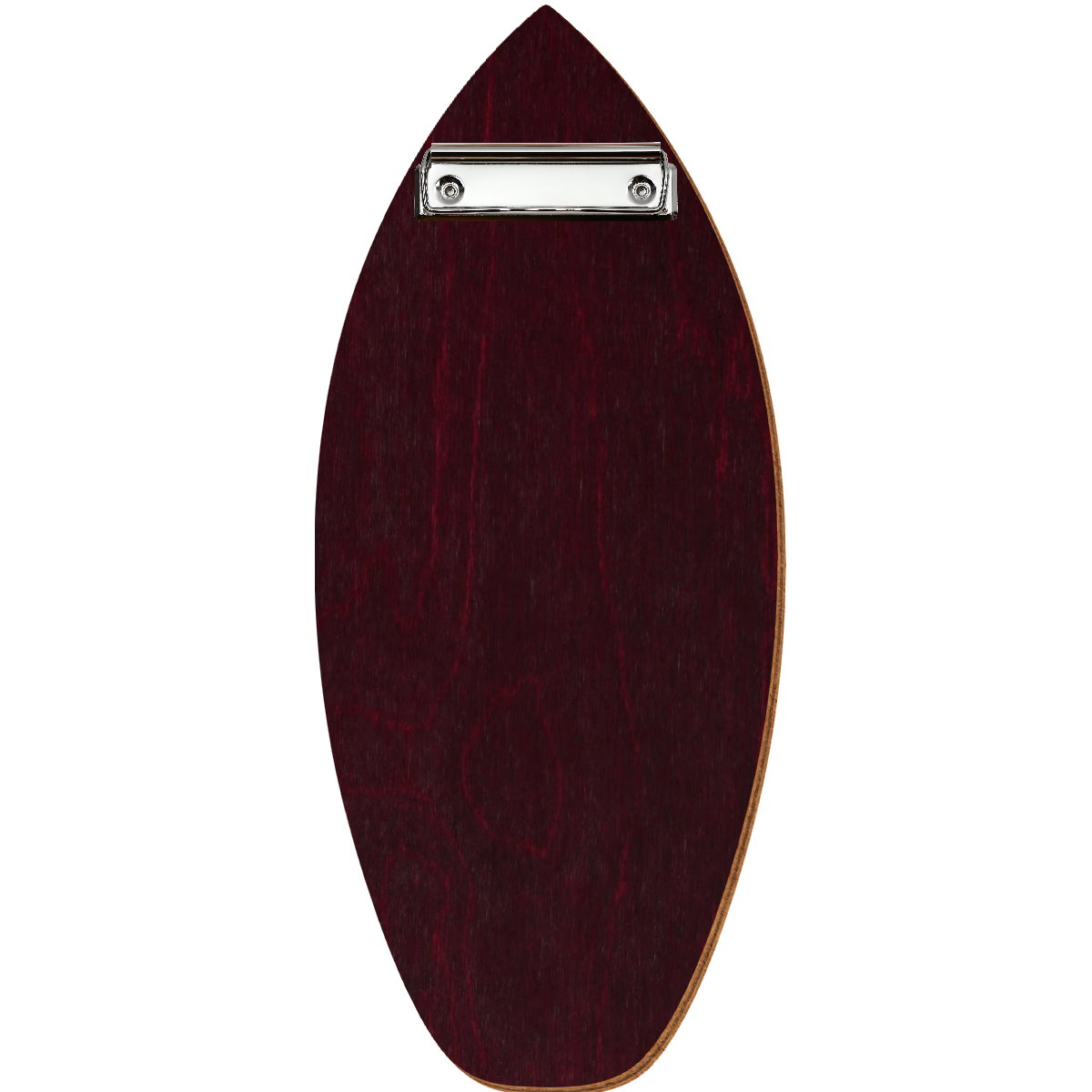Holz Klemmbrett in Surfbrettform für Barformat 110 x 300 mm, Violett, Birkensperrholz, Bügelklemme silber