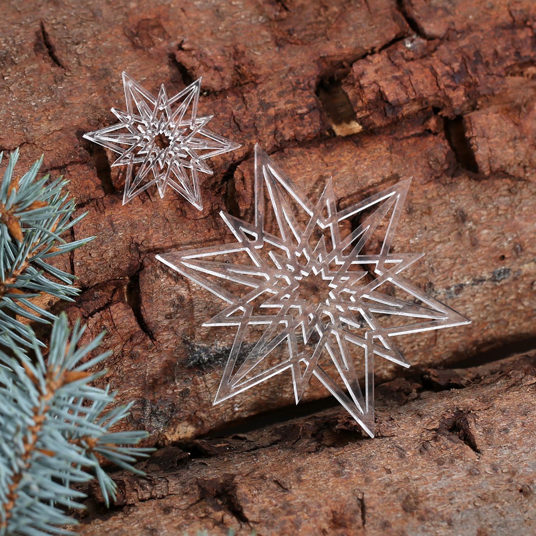 Baumschmuck 2er Sets Acrylglas Weihnachtssterne Baumbehang - Set2