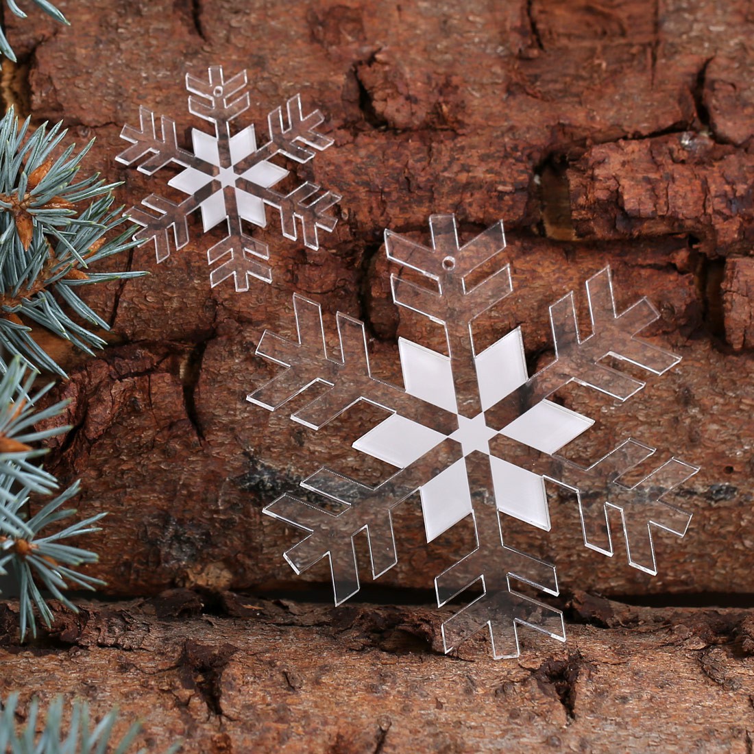 Baumschmuck 2er Sets Acrylglas Schneeflocke - Set2