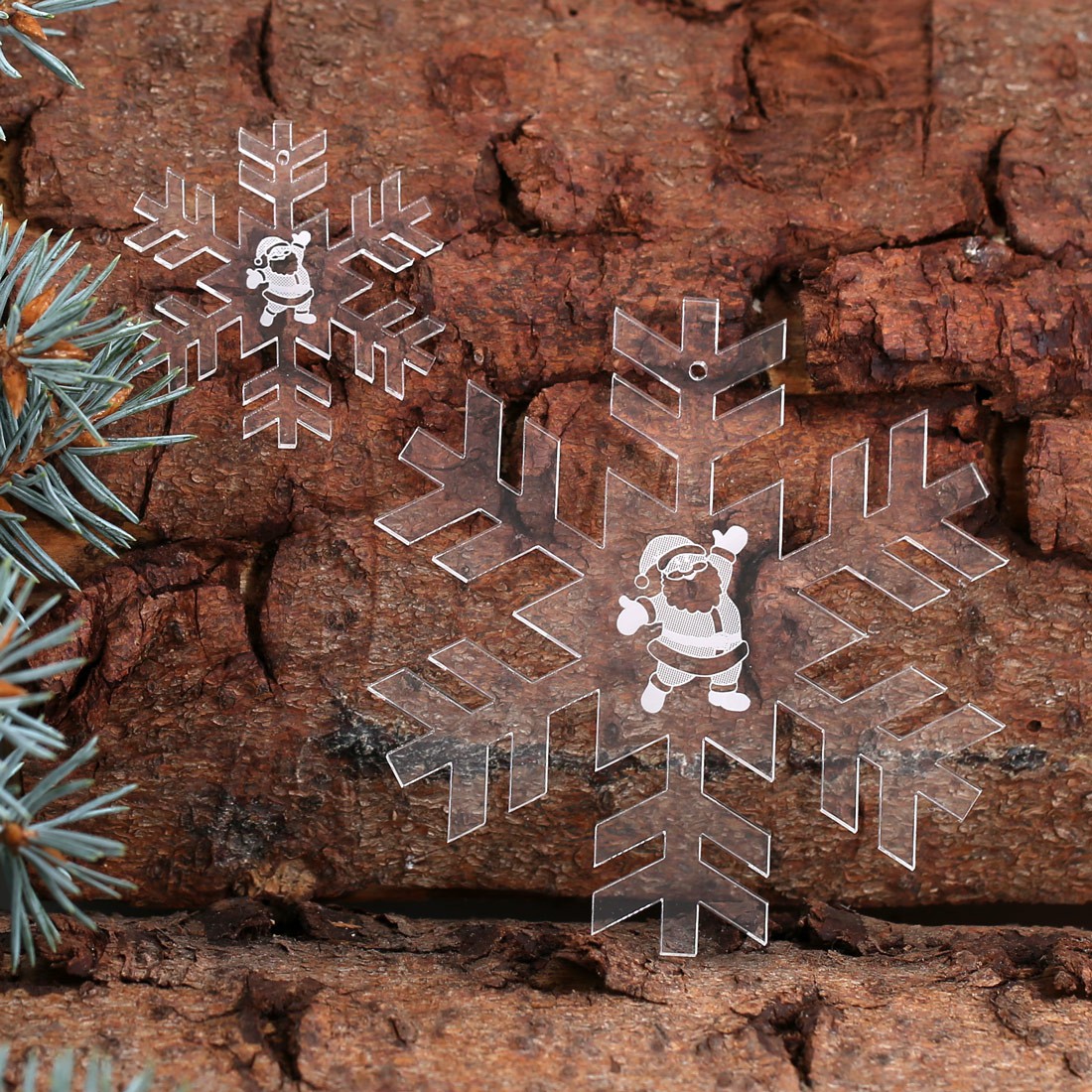 Baumschmuck 2er Sets Acrylglas Motiv-Schneeflocke - Weihnachtsmann